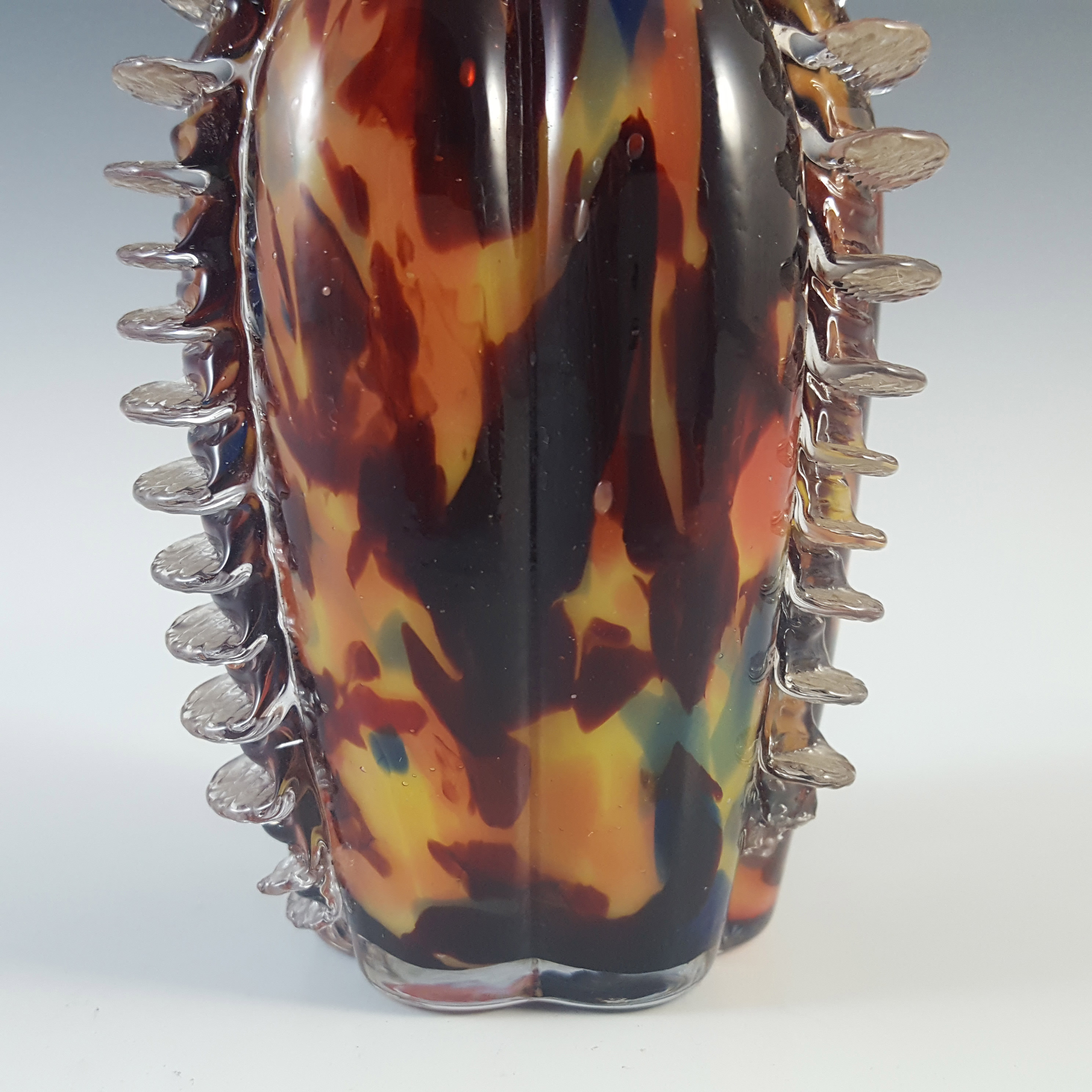 (image for) Welz Bohemian Dark Red, Blue & Yellow Spatter Glass Vase - Click Image to Close