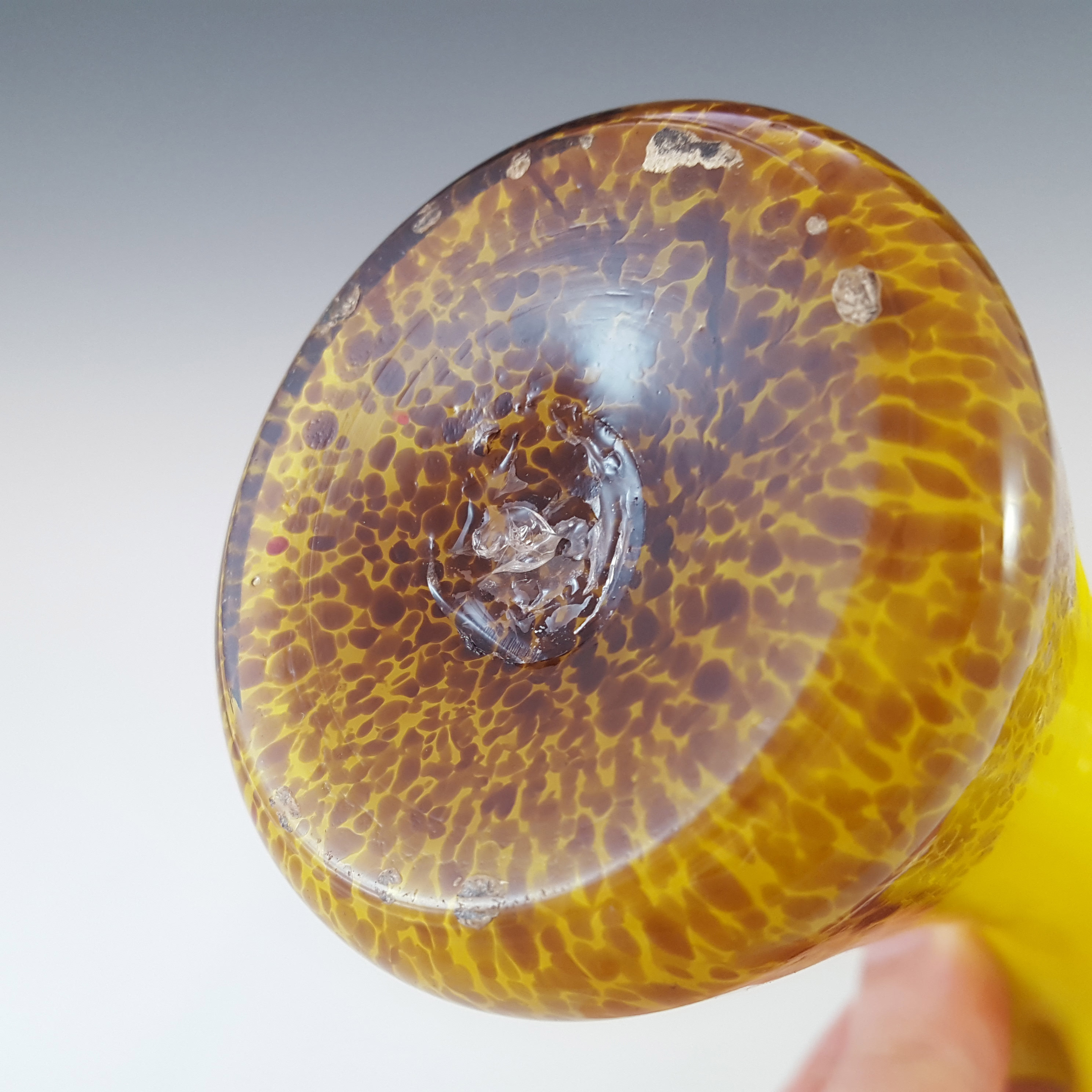 (image for) Czech Yellow & Brown Spatter / Splatter Glass Vase - Click Image to Close