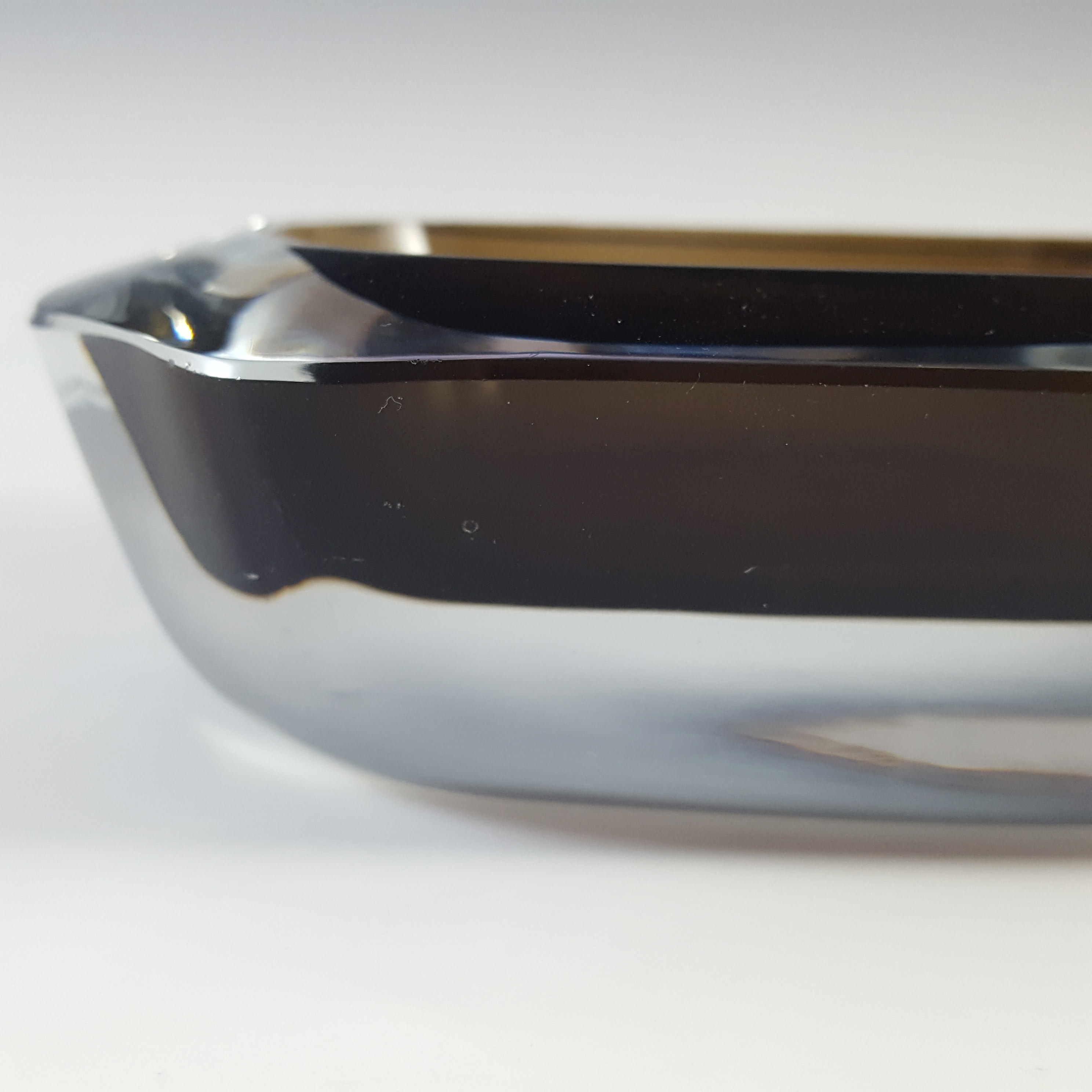 SIGNED Strömberg Swedish Brown Cased Glass Bowl / Ashtray #H93 - Click Image to Close