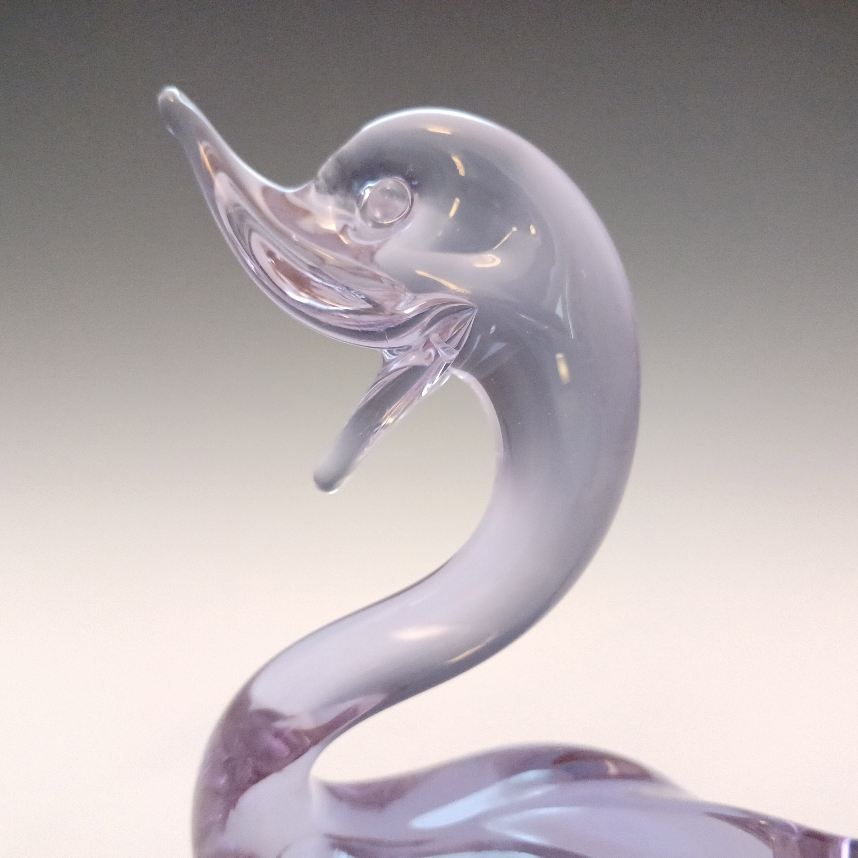 Murano Lilac / Blue Venetian Glass Neodymium Duck Sculpture - Click Image to Close