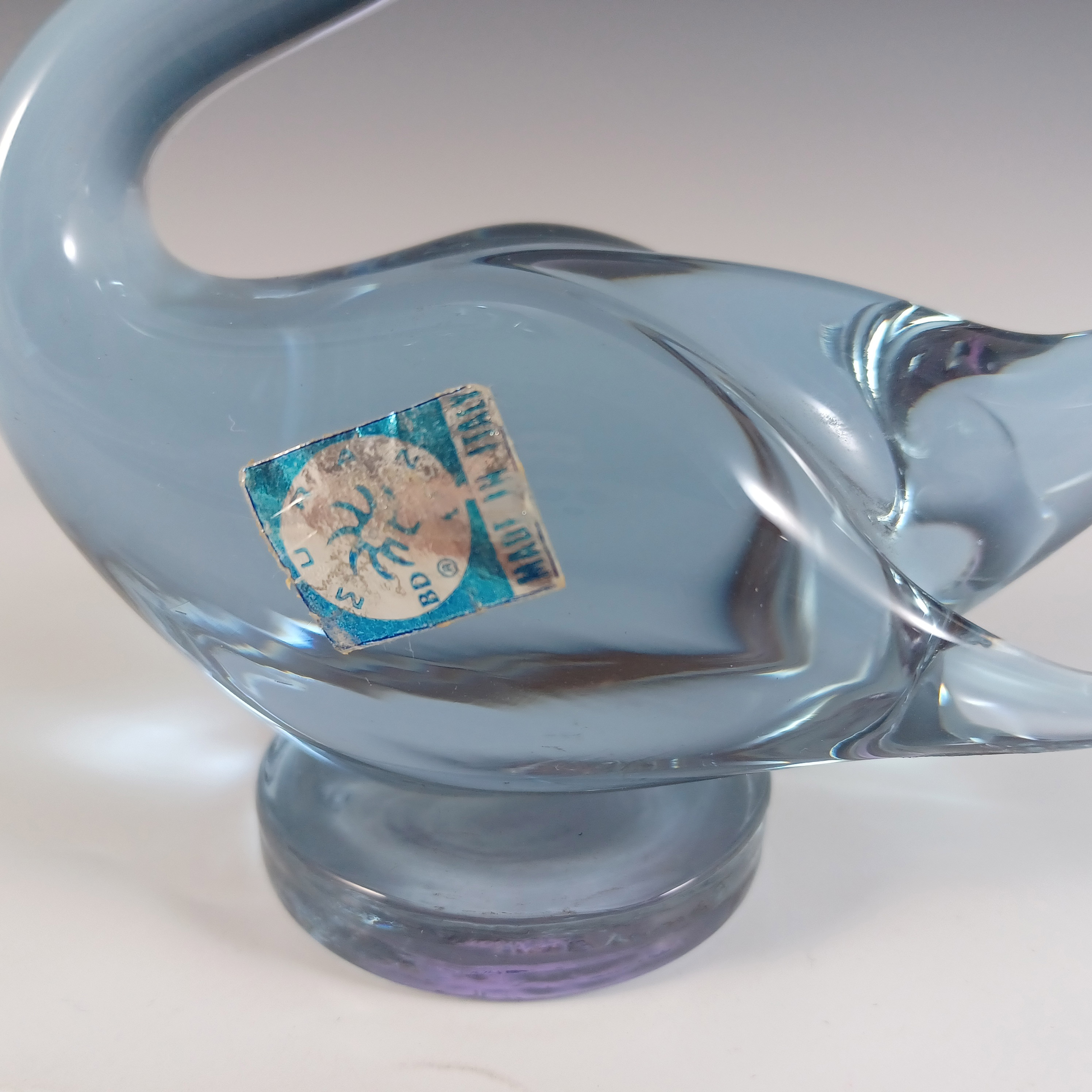 Murano Lilac / Blue Venetian Glass Neodymium Duck Sculpture - Click Image to Close