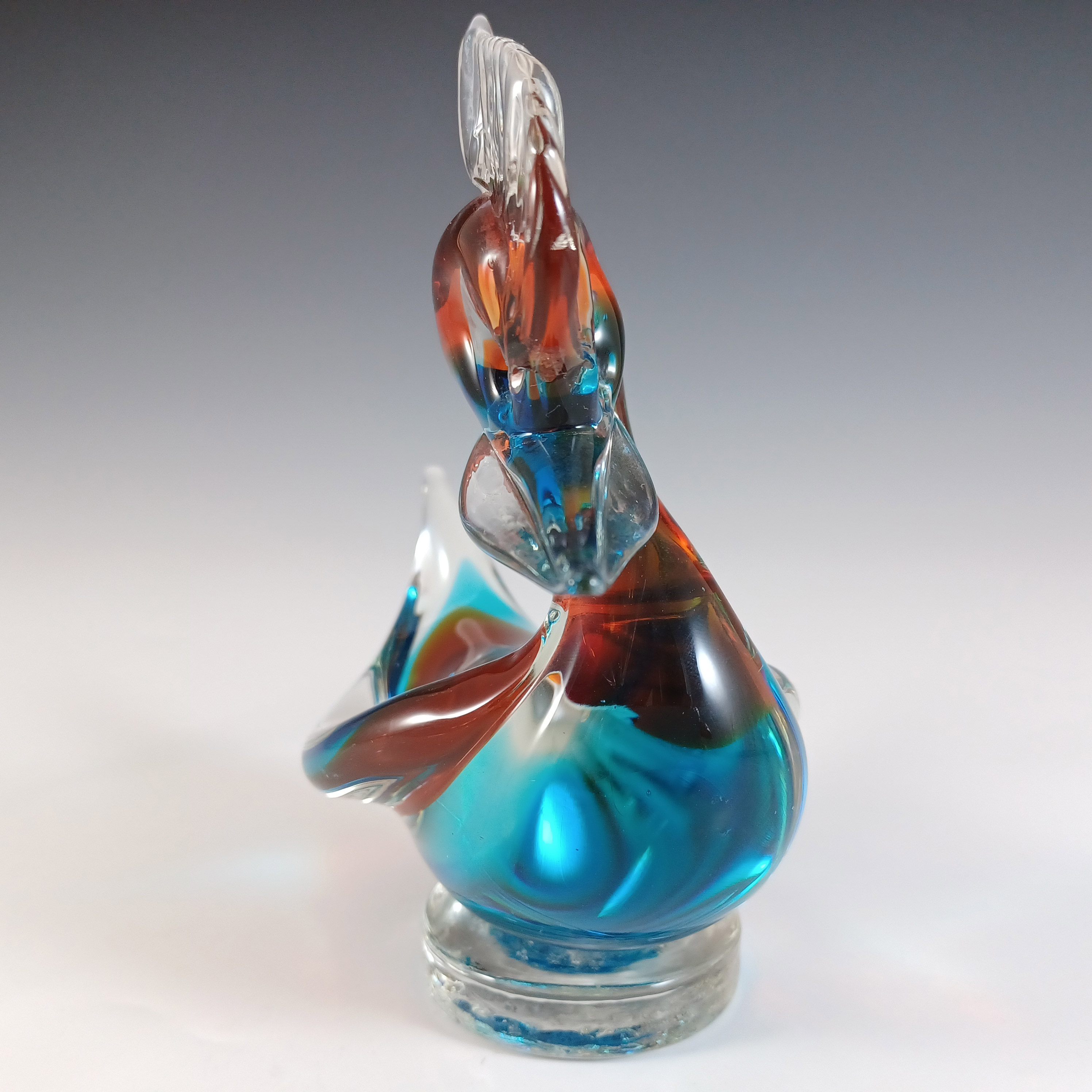 Murano Red & Blue Venetian Glass Vintage Swan Figurine - Click Image to Close