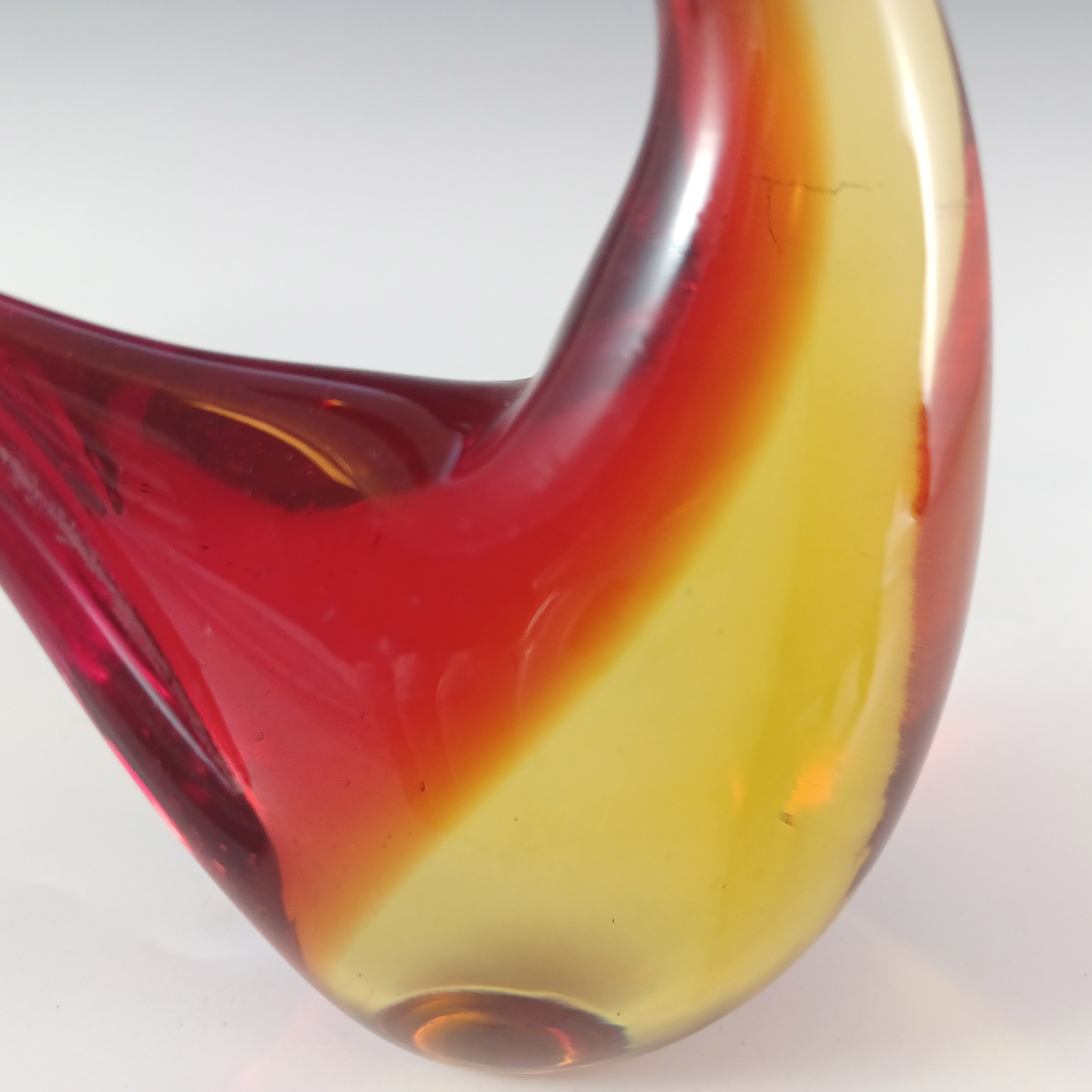 (image for) Murano Venetian Red & Amber Glass Vintage Swan Sculpture - Click Image to Close