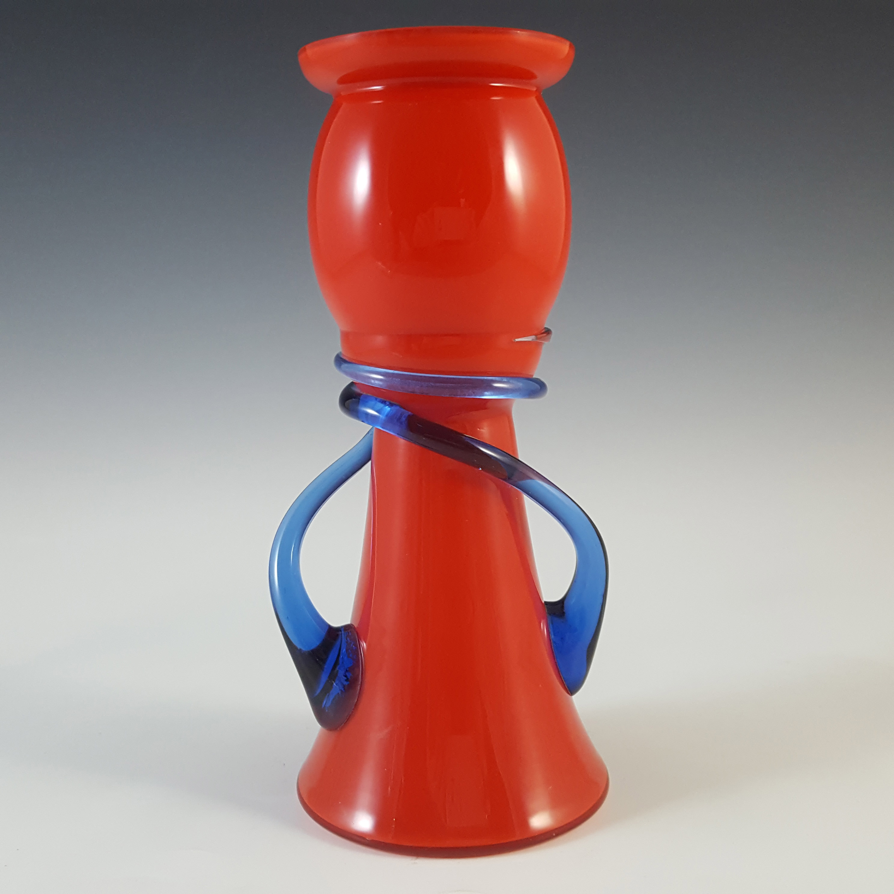 (image for) Czech / Bohemian Pair of Red & Blue Tango Glass Vases - Click Image to Close