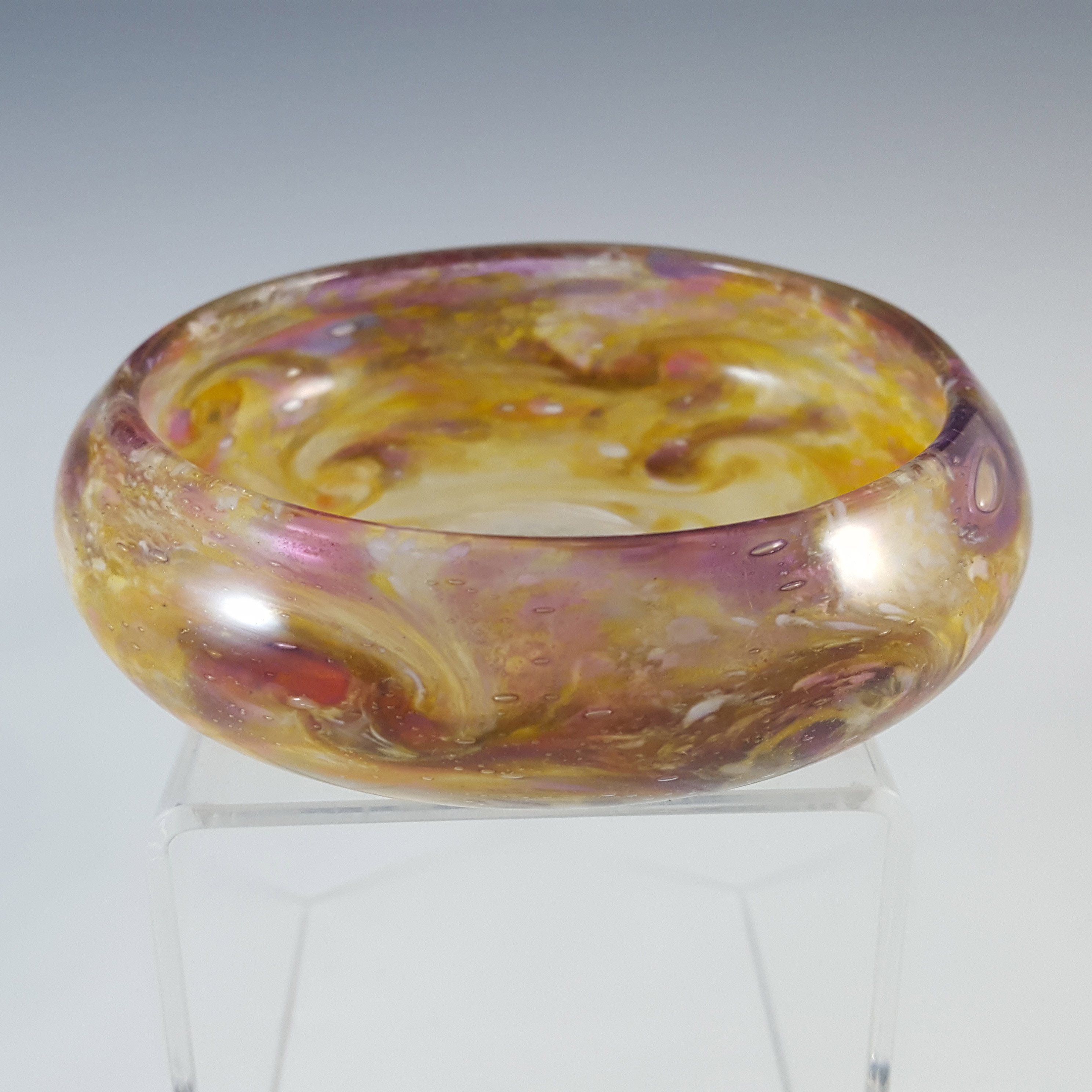 (image for) Monart Y.XII Scottish Purple & Yellow Mottled Glass Bowl - Click Image to Close