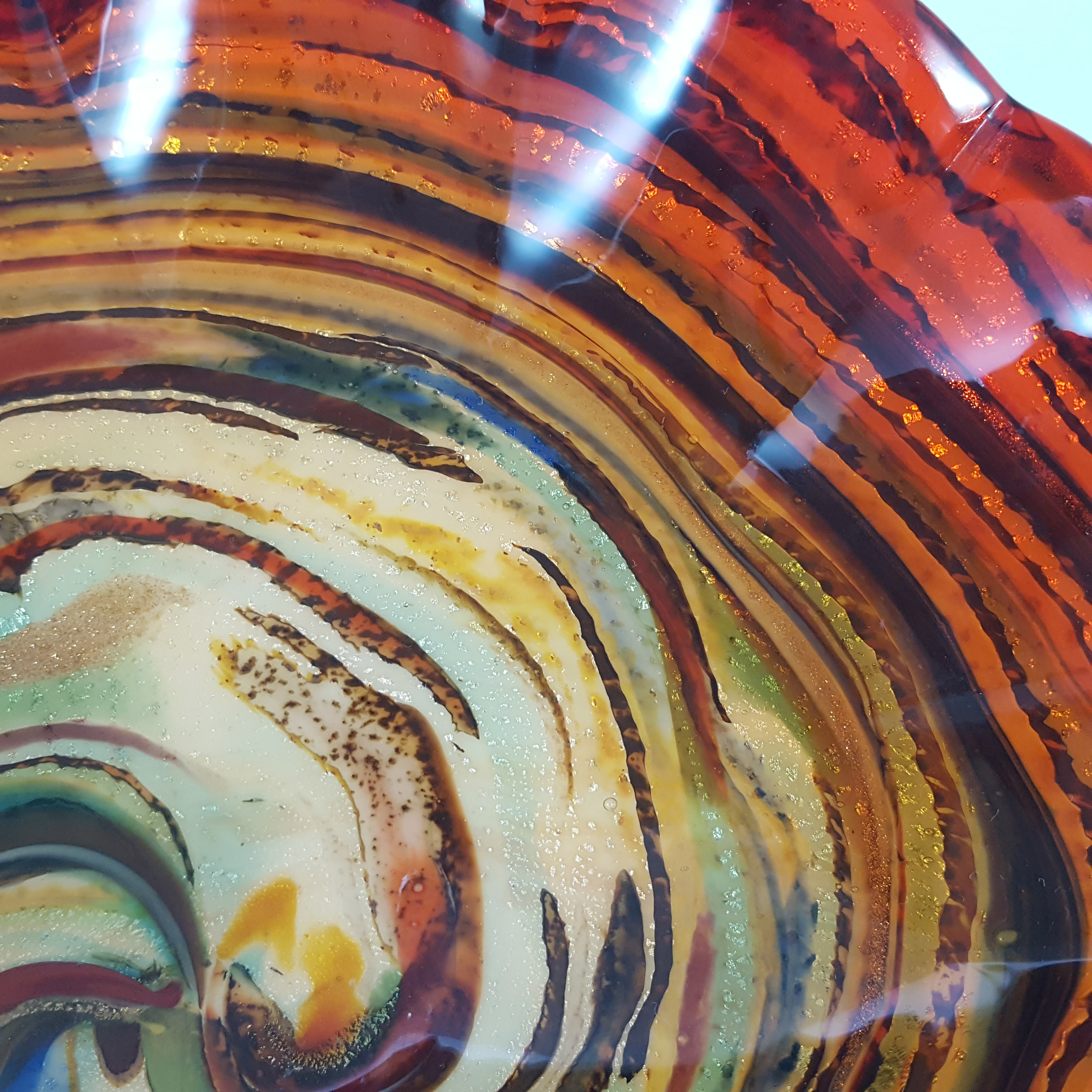 (image for) Vetro Artistico Veneziano Murano Orange Glass Aventurine Bowl - Click Image to Close