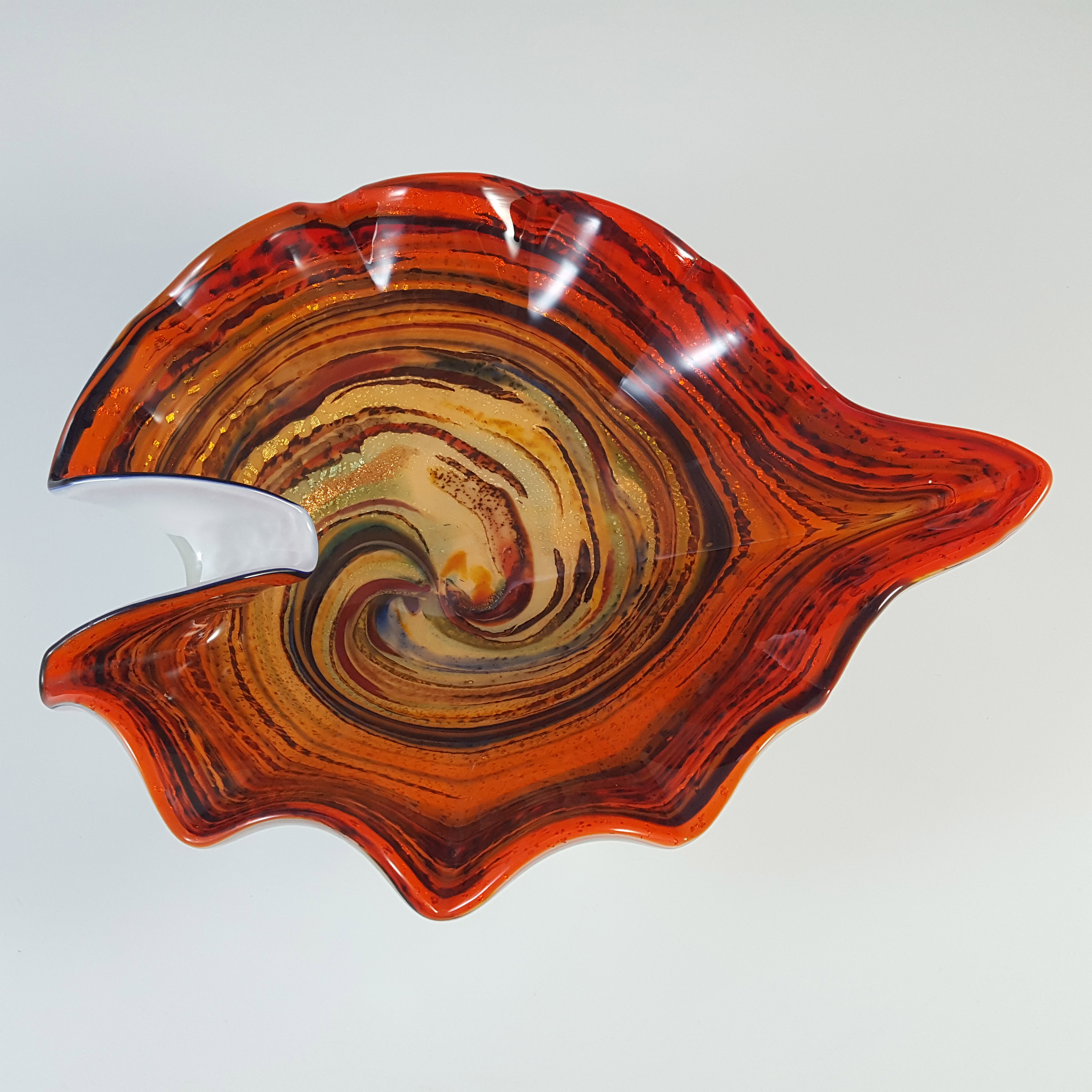 (image for) Vetro Artistico Veneziano Murano Orange Glass Aventurine Bowl - Click Image to Close