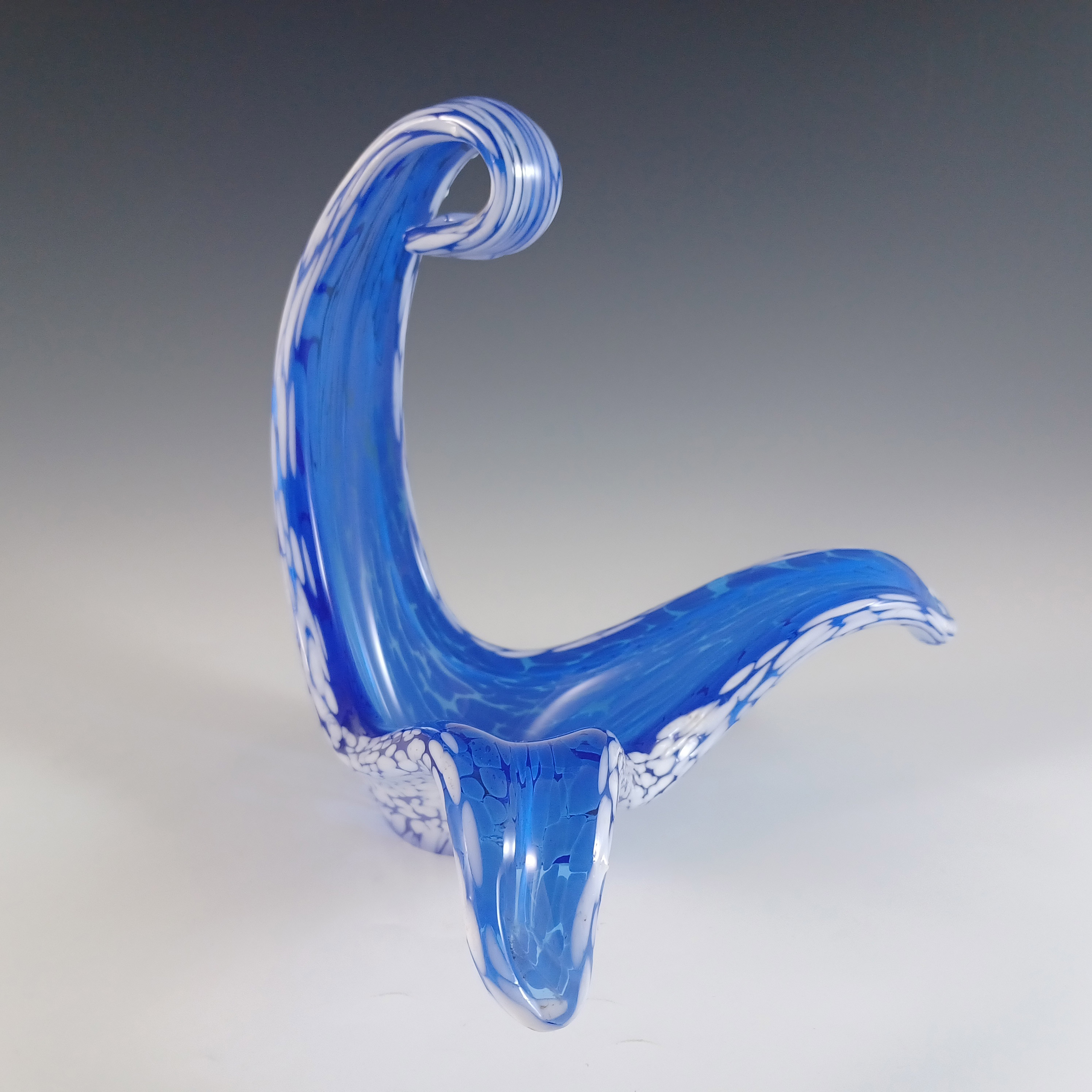 (image for) Viartec Murano Style Blue Spanish Glass Vintage Sculpture Bowl - Click Image to Close
