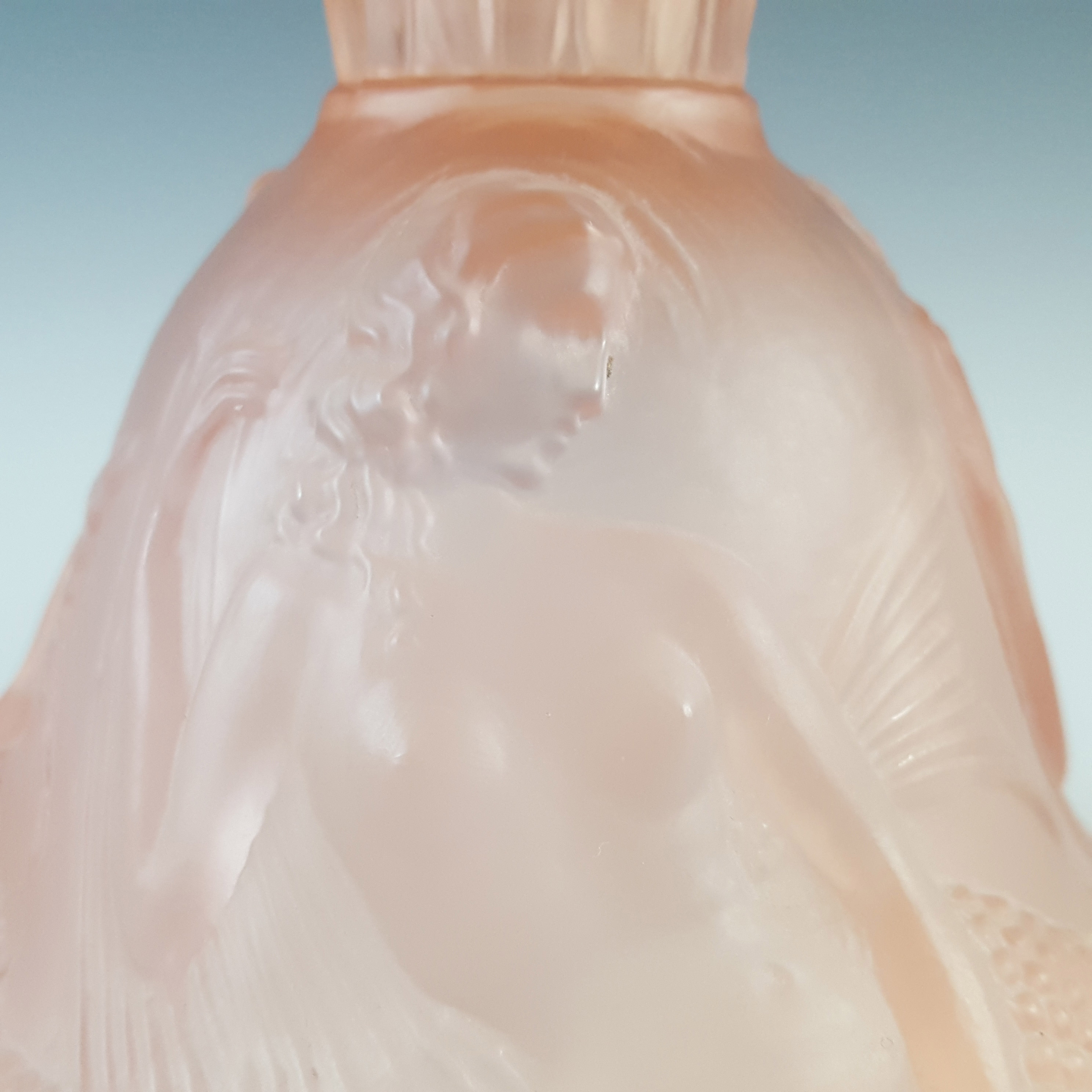 Walther & Söhne Art Deco Pink Glass 'Nymphen' Mermaid Comport - Click Image to Close
