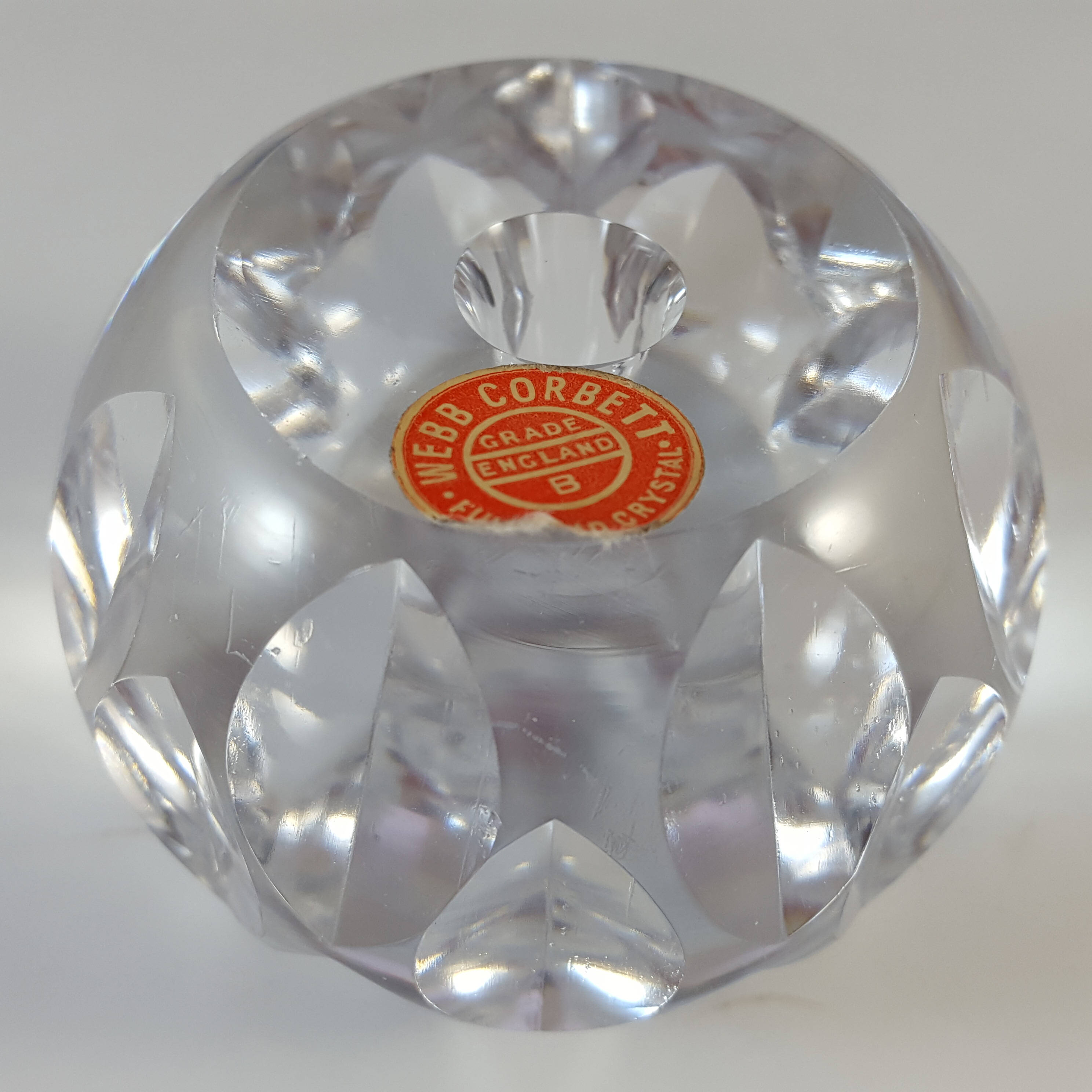 (image for) LABELLED Webb Corbett Lead Crystal Glass Candle Holder - Click Image to Close