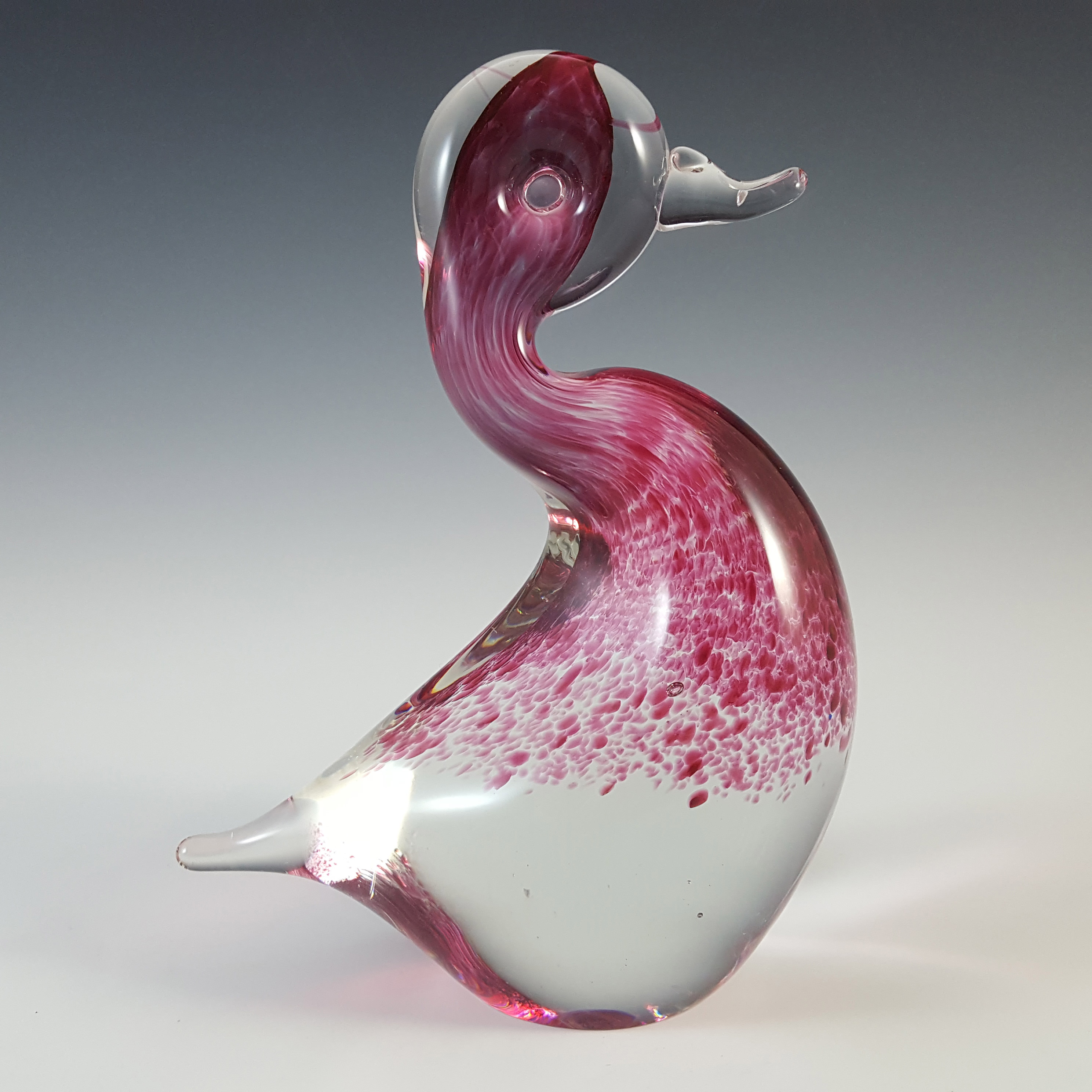 (image for) MARKED Wedgwood Speckled Pink Glass Duck RSW232 - Click Image to Close
