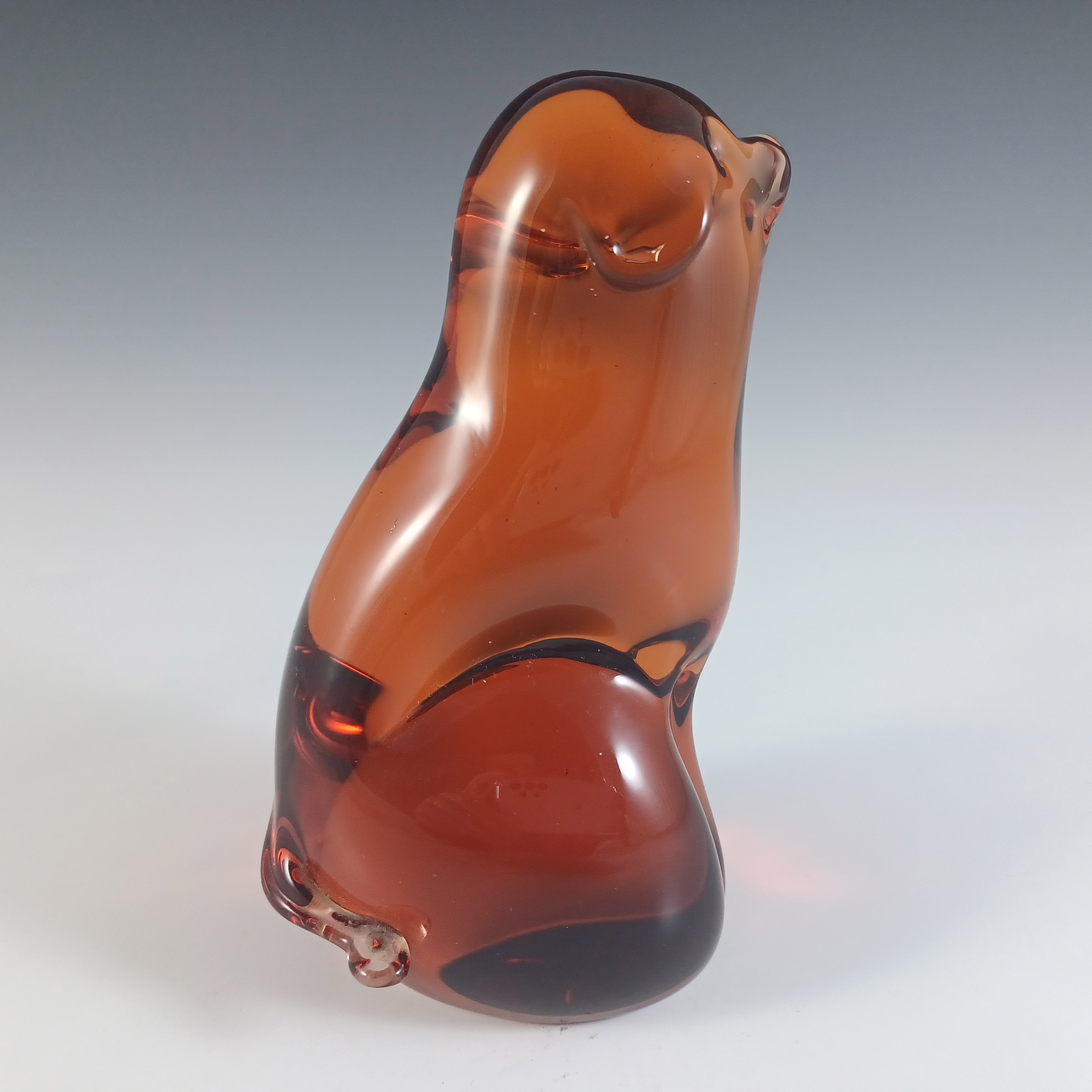 (image for) MARKED & LABELLED Wedgwood Topaz Glass Dog Paperweight SG420 - Click Image to Close