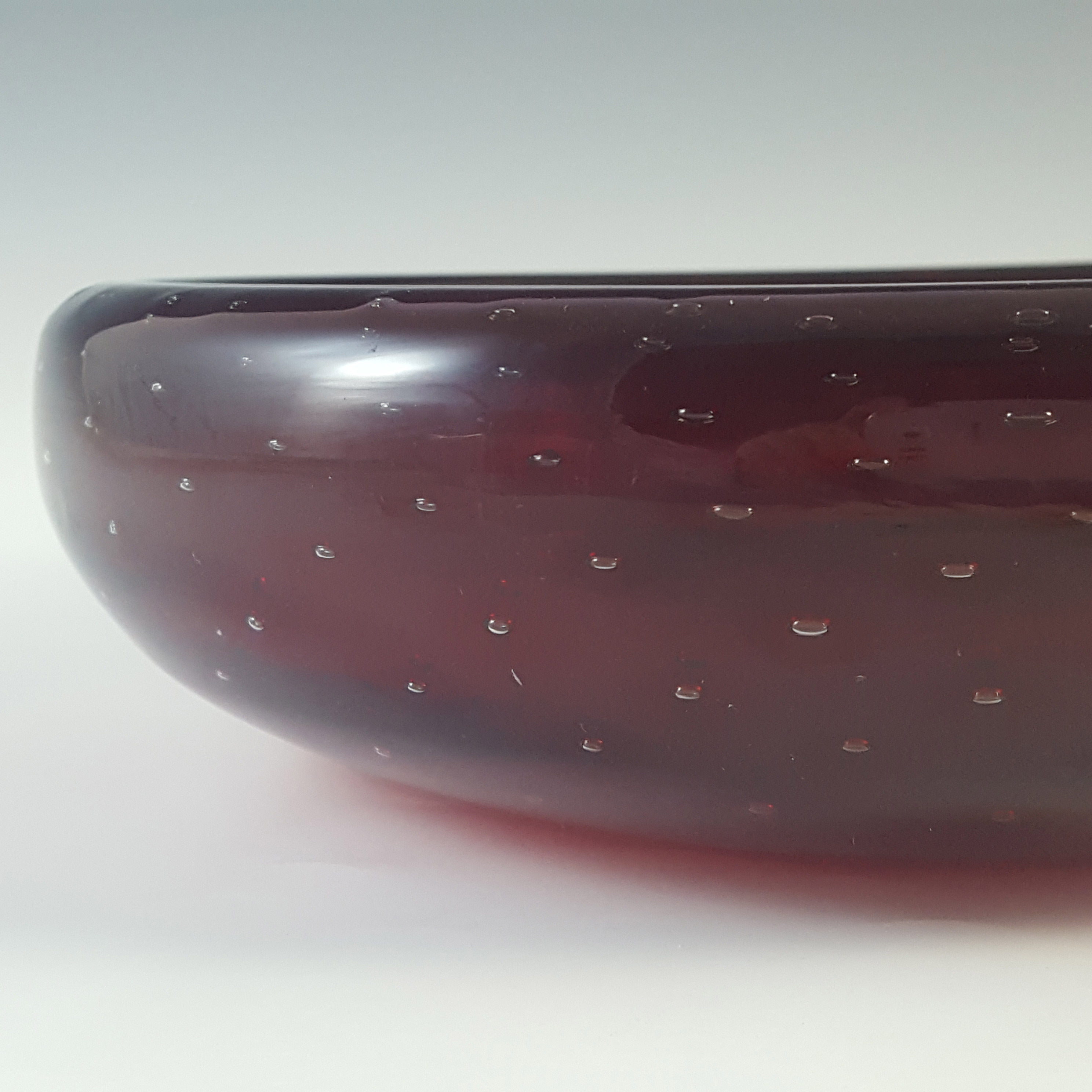 Whitefriars #9099 Large Ruby Red Glass Controlled Bubble Bowl - Click Image to Close