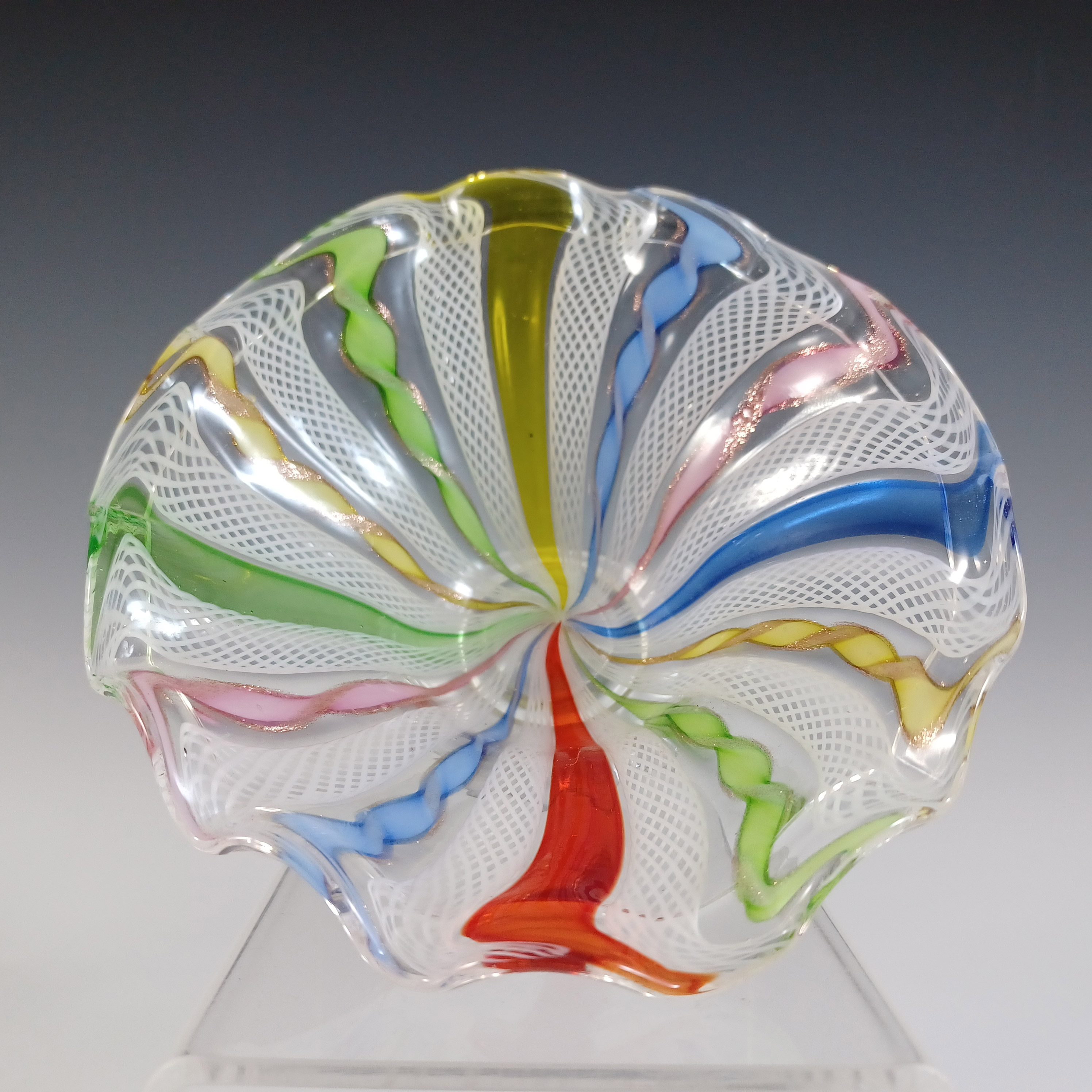 AVEM Murano Multicoloured Glass Zanfirico Filigree Bowl - Click Image to Close
