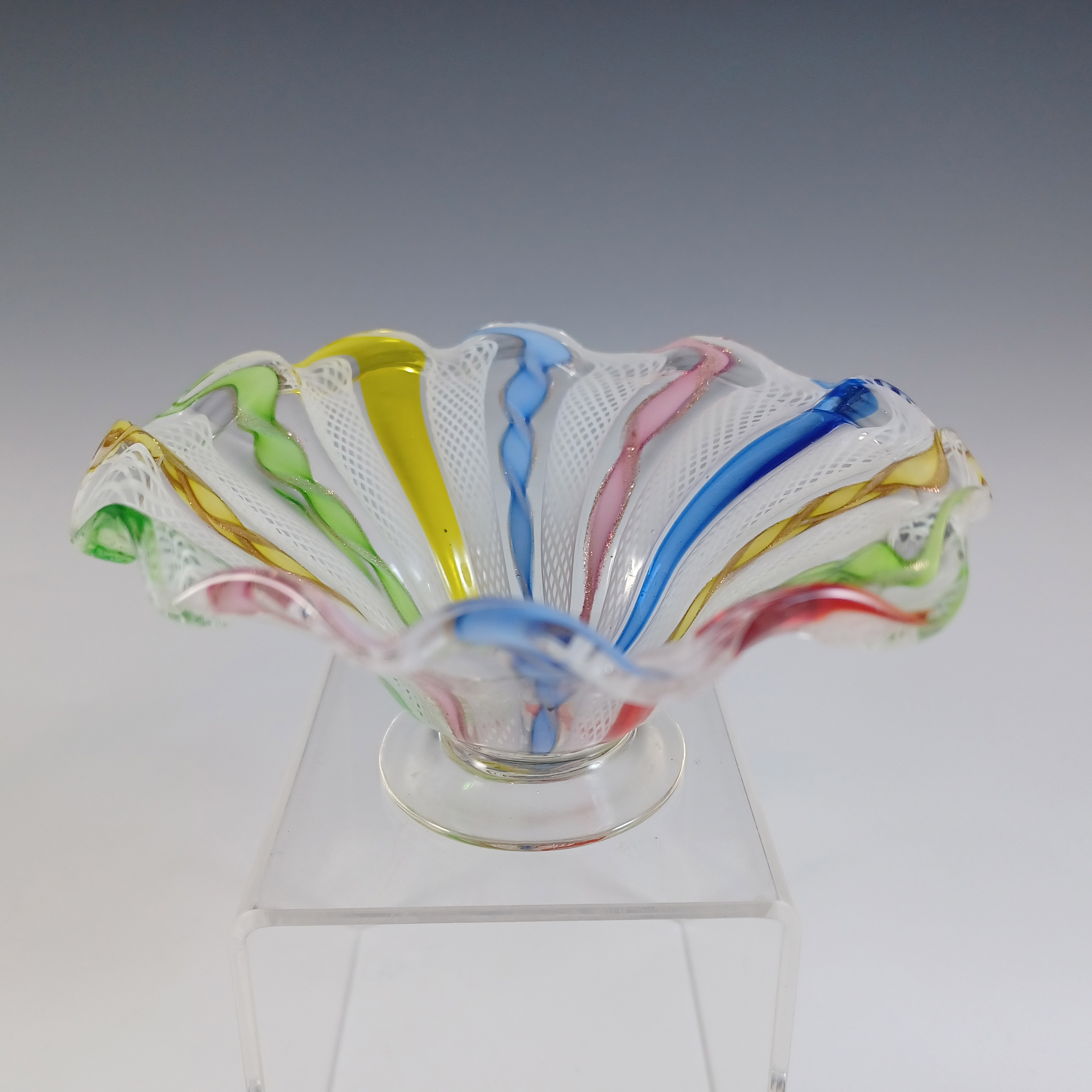 (image for) AVEM Murano Multicoloured Glass Zanfirico Filigree Bowl - Click Image to Close