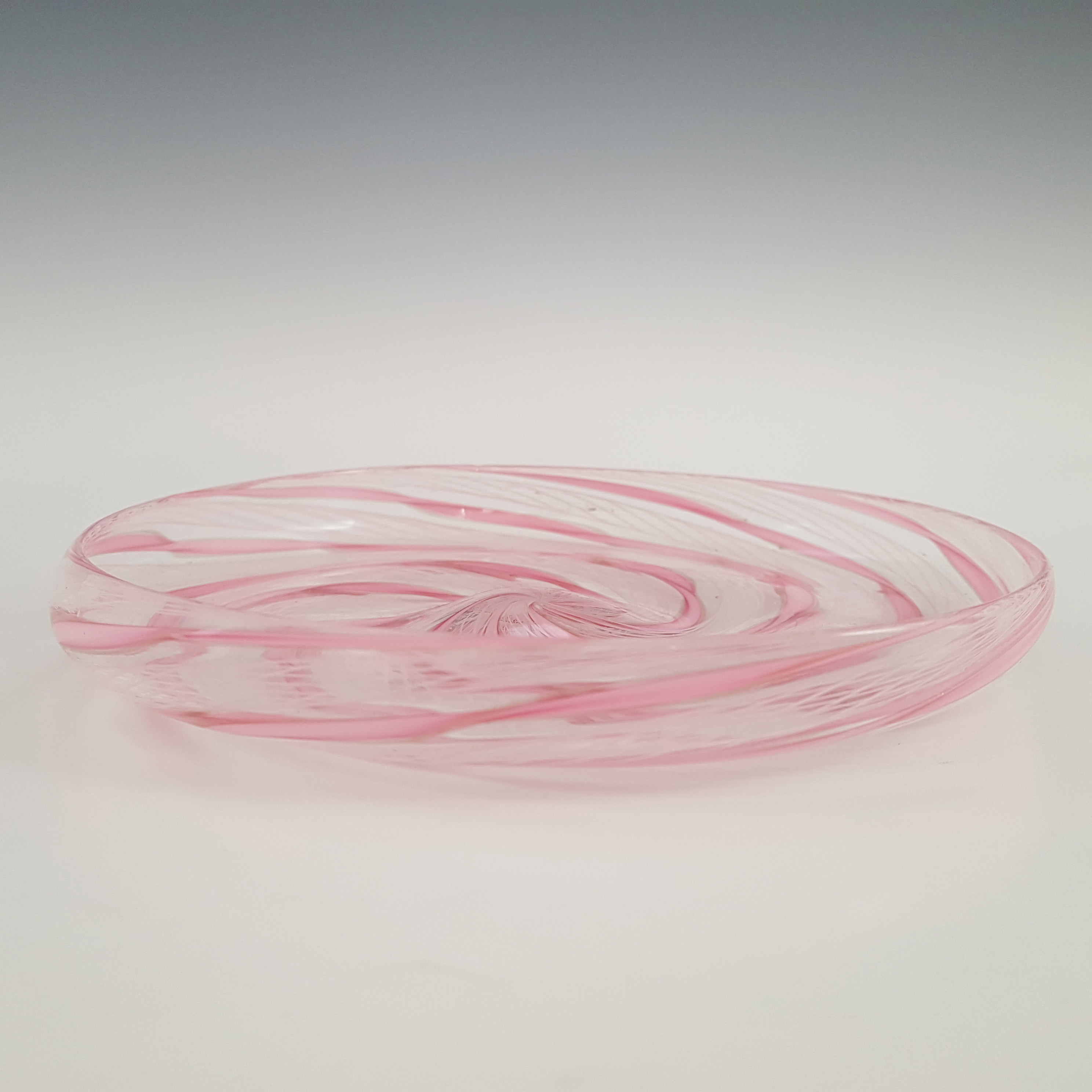 (image for) Murano Pink, White & Copper Aventurine Glass Zanfirico Bowl - Click Image to Close