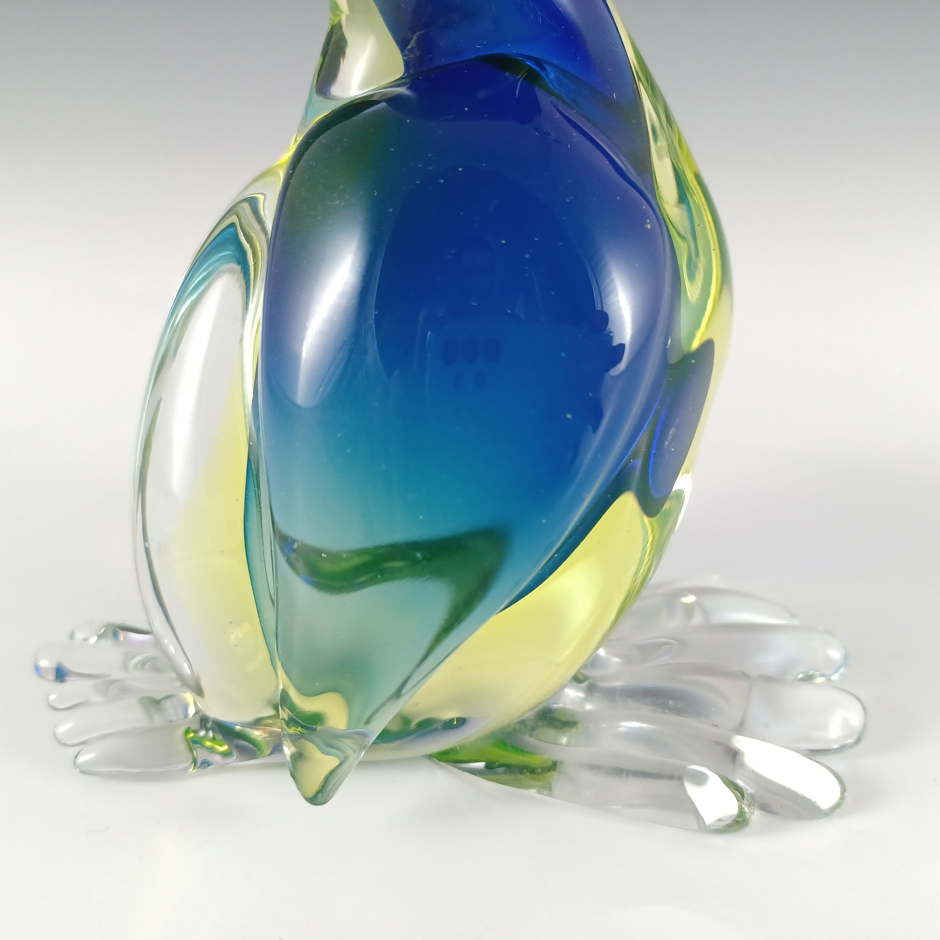 (image for) Arte Nuova Pustetto & Zanetti Murano Blue & Uranium Sommerso Glass Duck - Click Image to Close