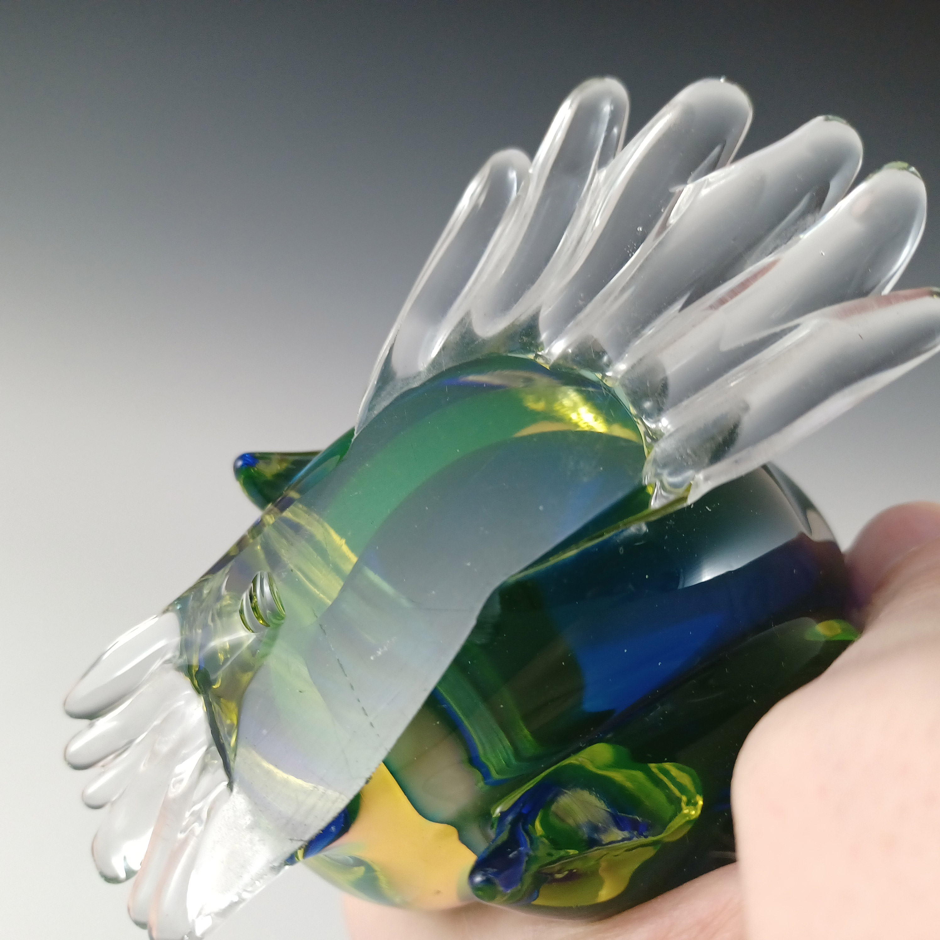 (image for) Arte Nuova Pustetto & Zanetti Murano Blue & Uranium Sommerso Glass Duck - Click Image to Close