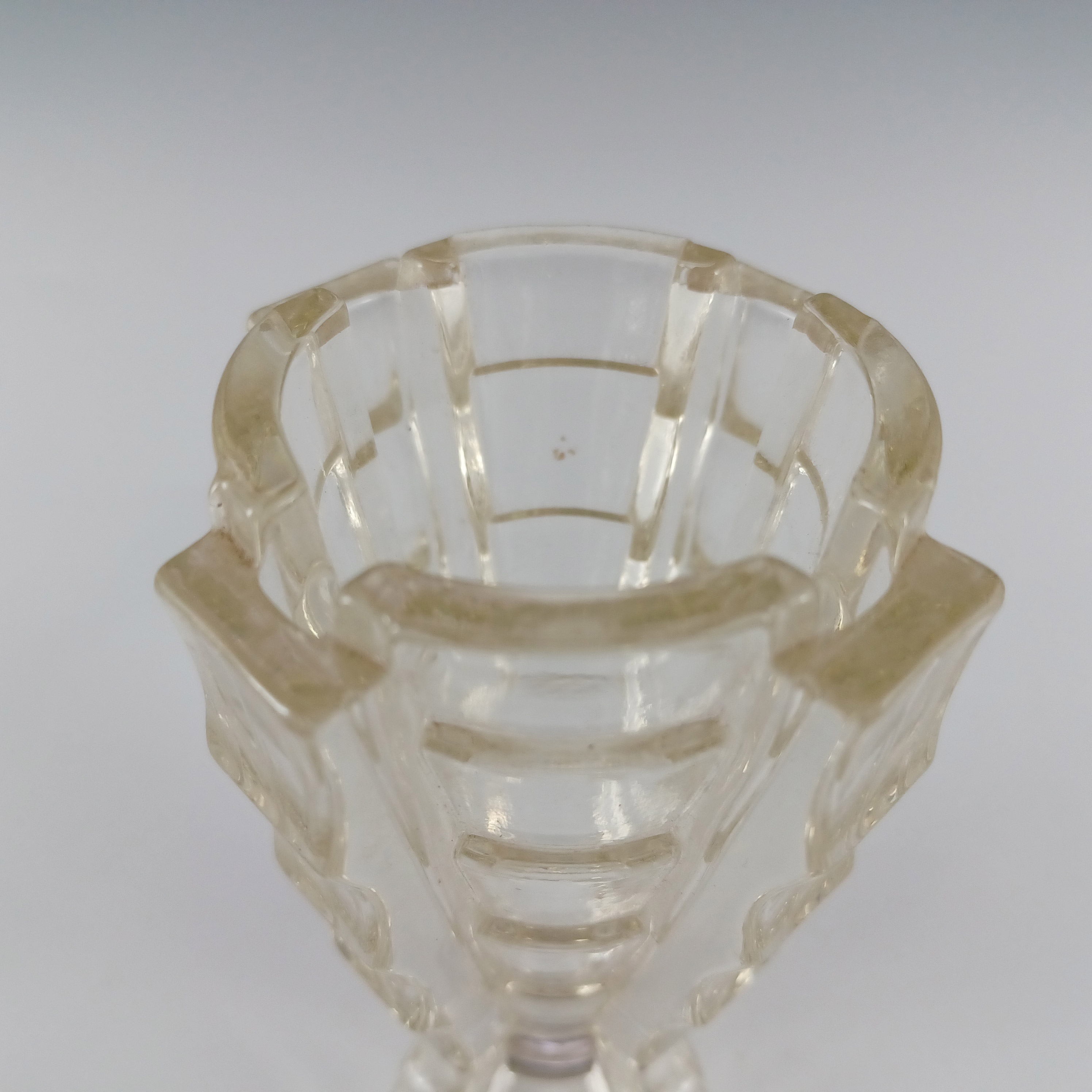 (image for) Bagley #3007 Art Deco 4.25" Vintage Clear Glass 'Bamboo' Vase - Click Image to Close