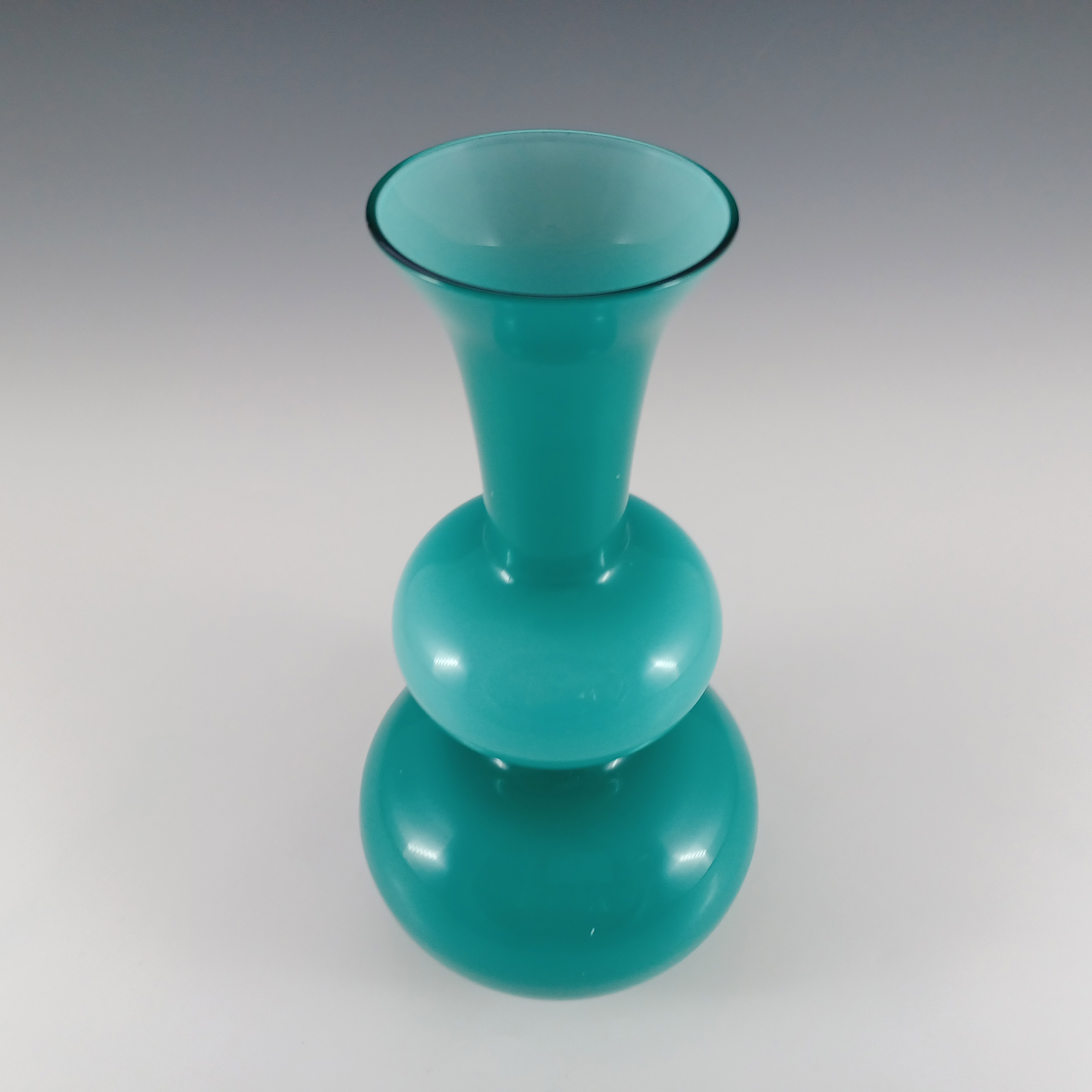 Scandinavian Style Vintage Turquoise Opal Cased Glass Vase - Click Image to Close