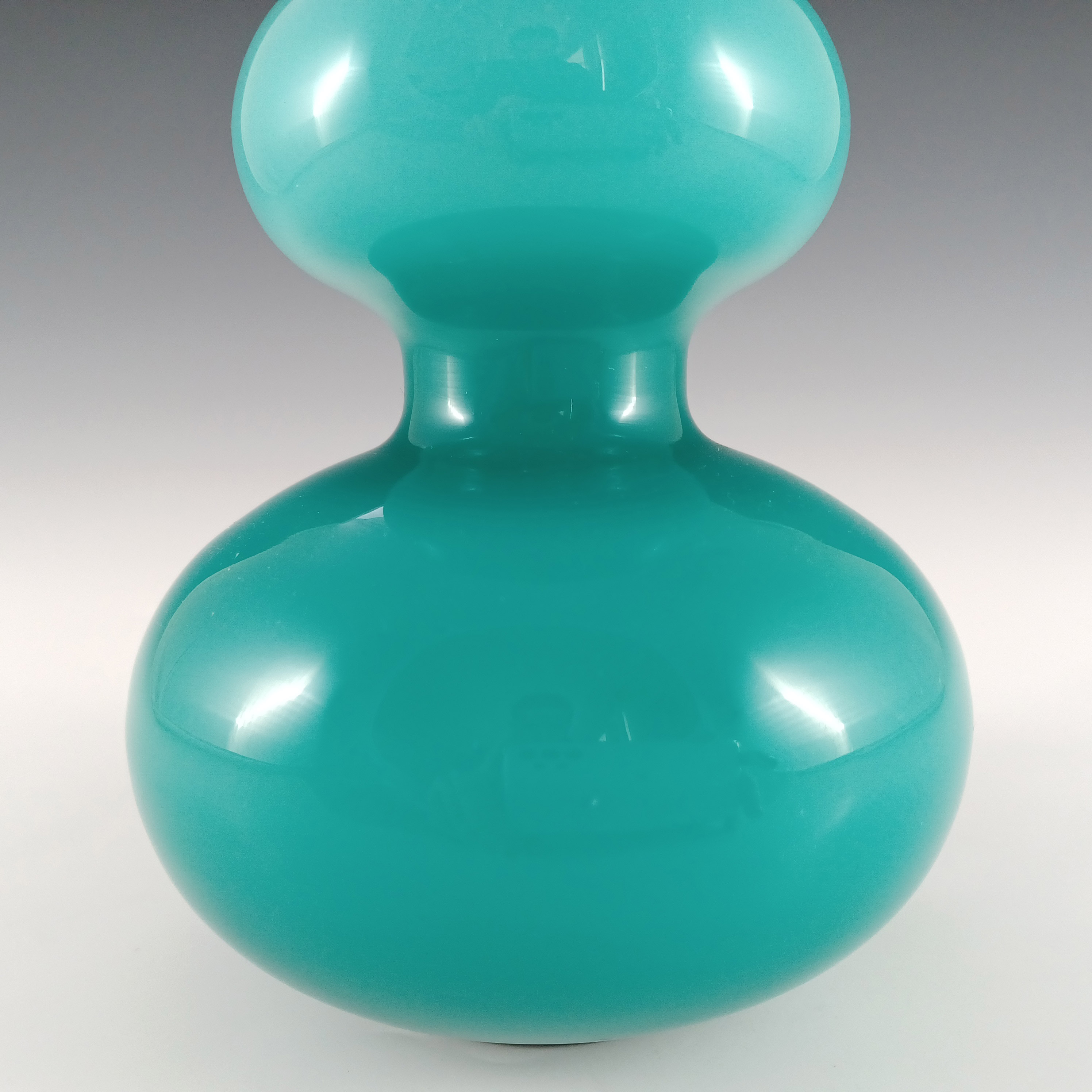 (image for) Scandinavian Style Vintage Turquoise Opal Cased Glass Vase - Click Image to Close