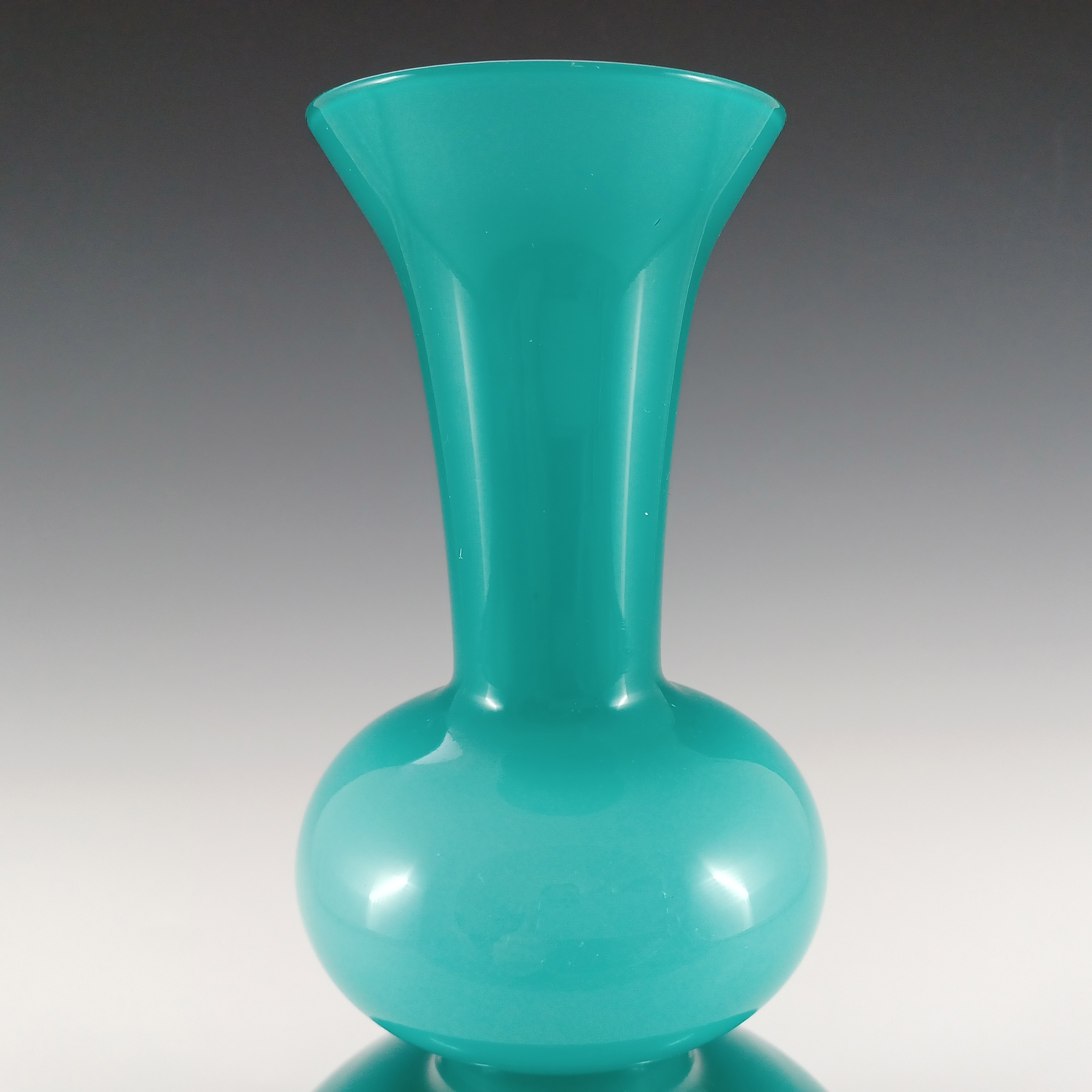 (image for) Scandinavian Style Vintage Turquoise Opal Cased Glass Vase - Click Image to Close