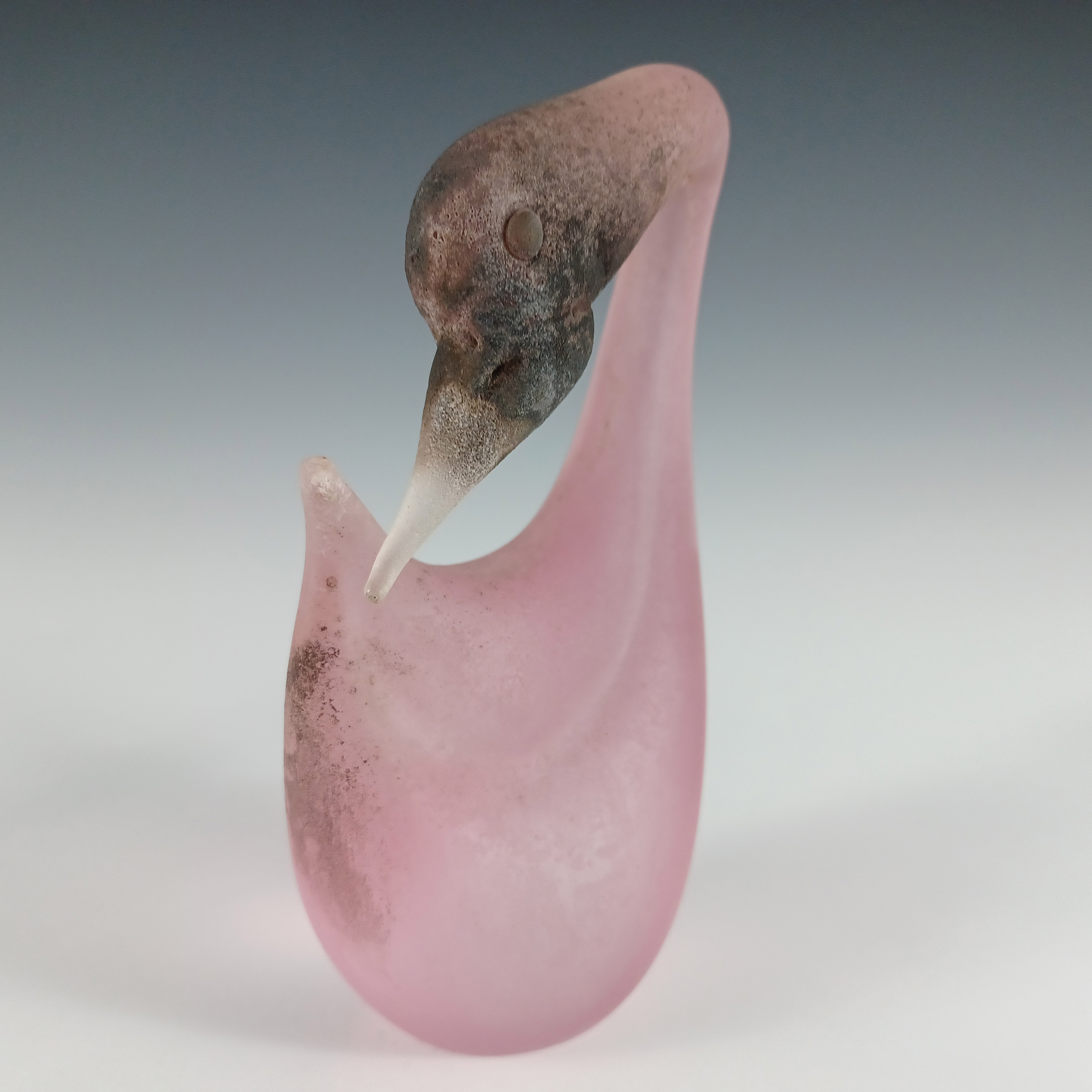 (image for) Cenedese Murano 'Scavo' Pink Glass Swan Sculpture - Signed - Click Image to Close
