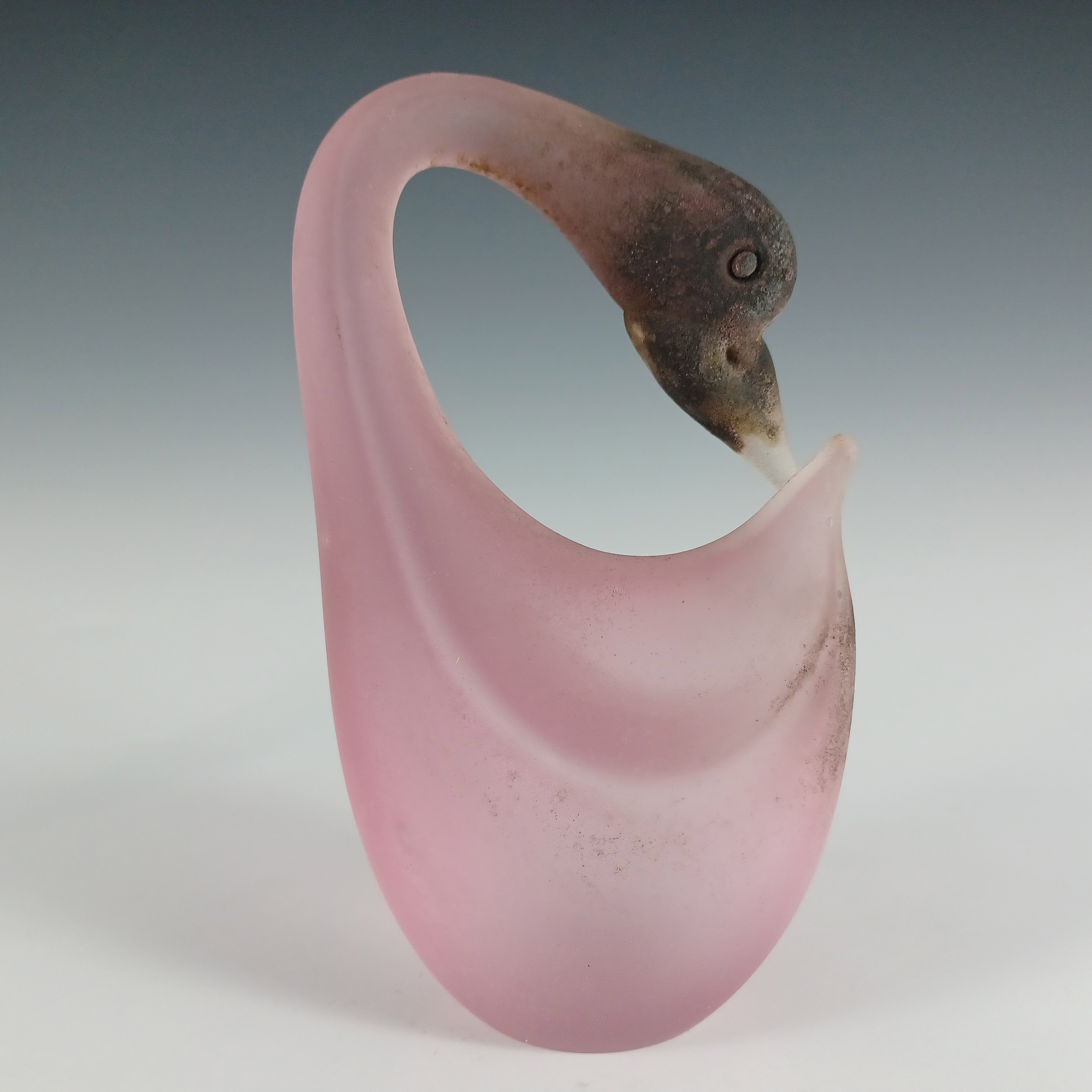 (image for) Cenedese Murano 'Scavo' Pink Glass Swan Sculpture - Signed - Click Image to Close