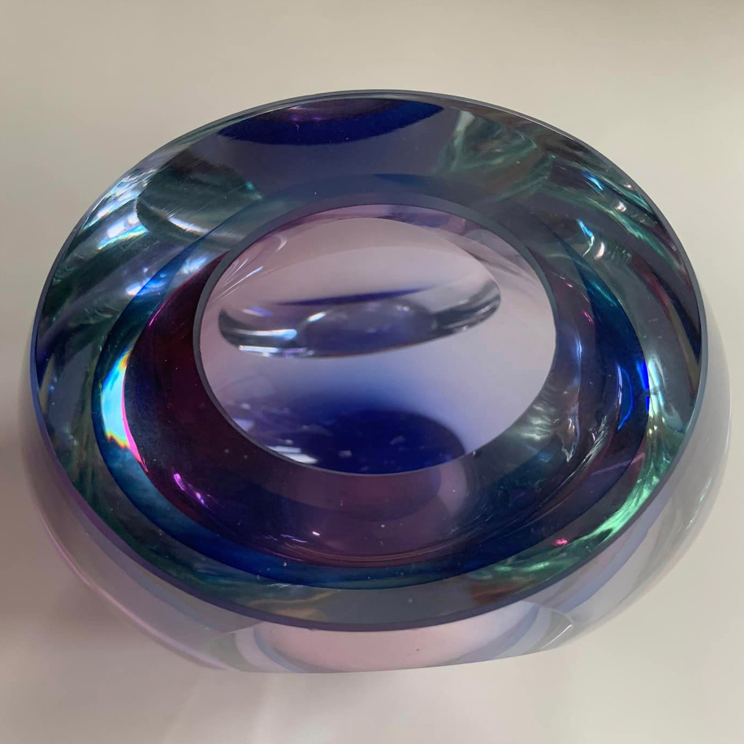 (image for) Fifth Avenue Chinese Purple & Blue Sommerso Faceted Glass Vase - Labelled - Click Image to Close