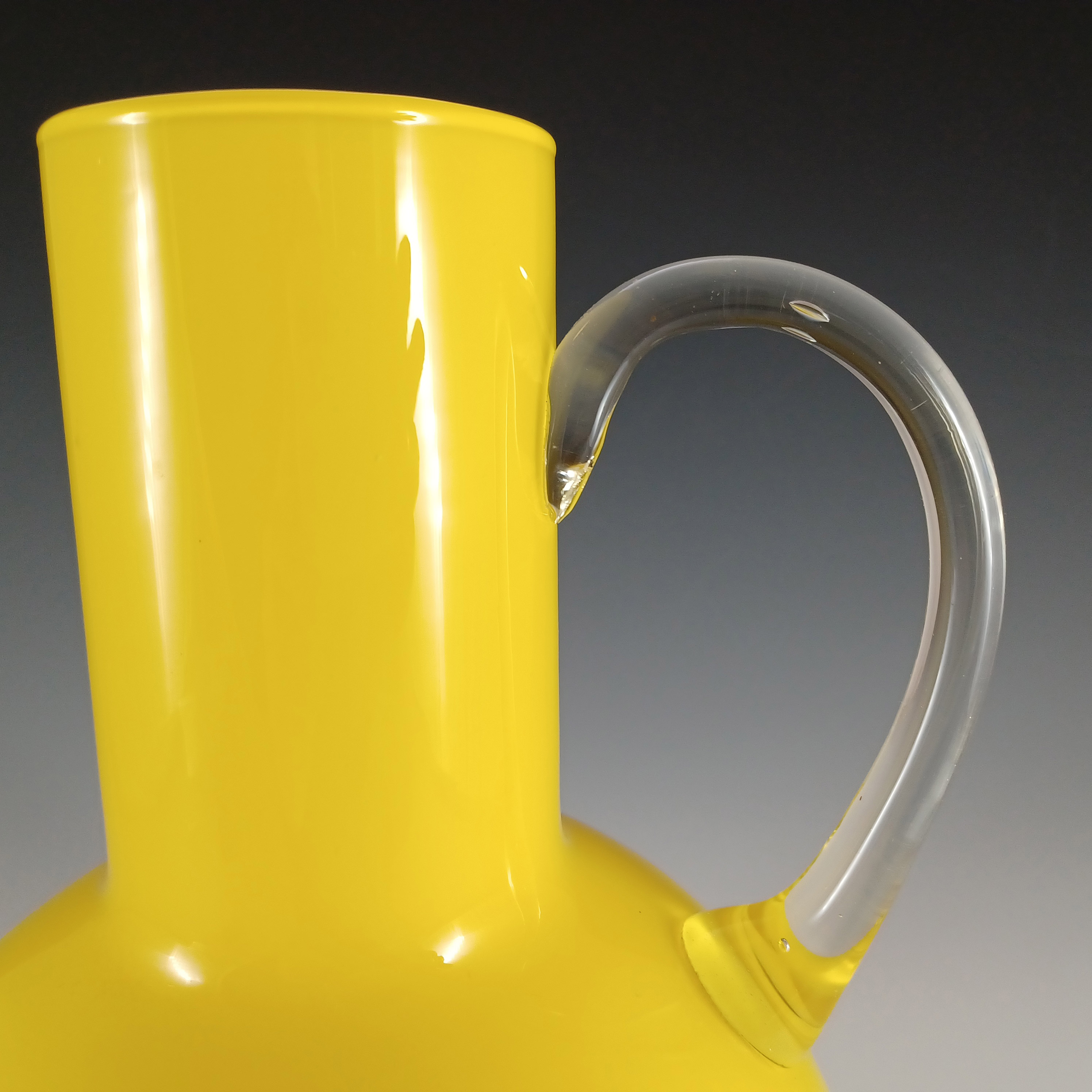 (image for) LARGE Empoli Vintage Retro Yellow Cased Glass Vase / Jug - Click Image to Close