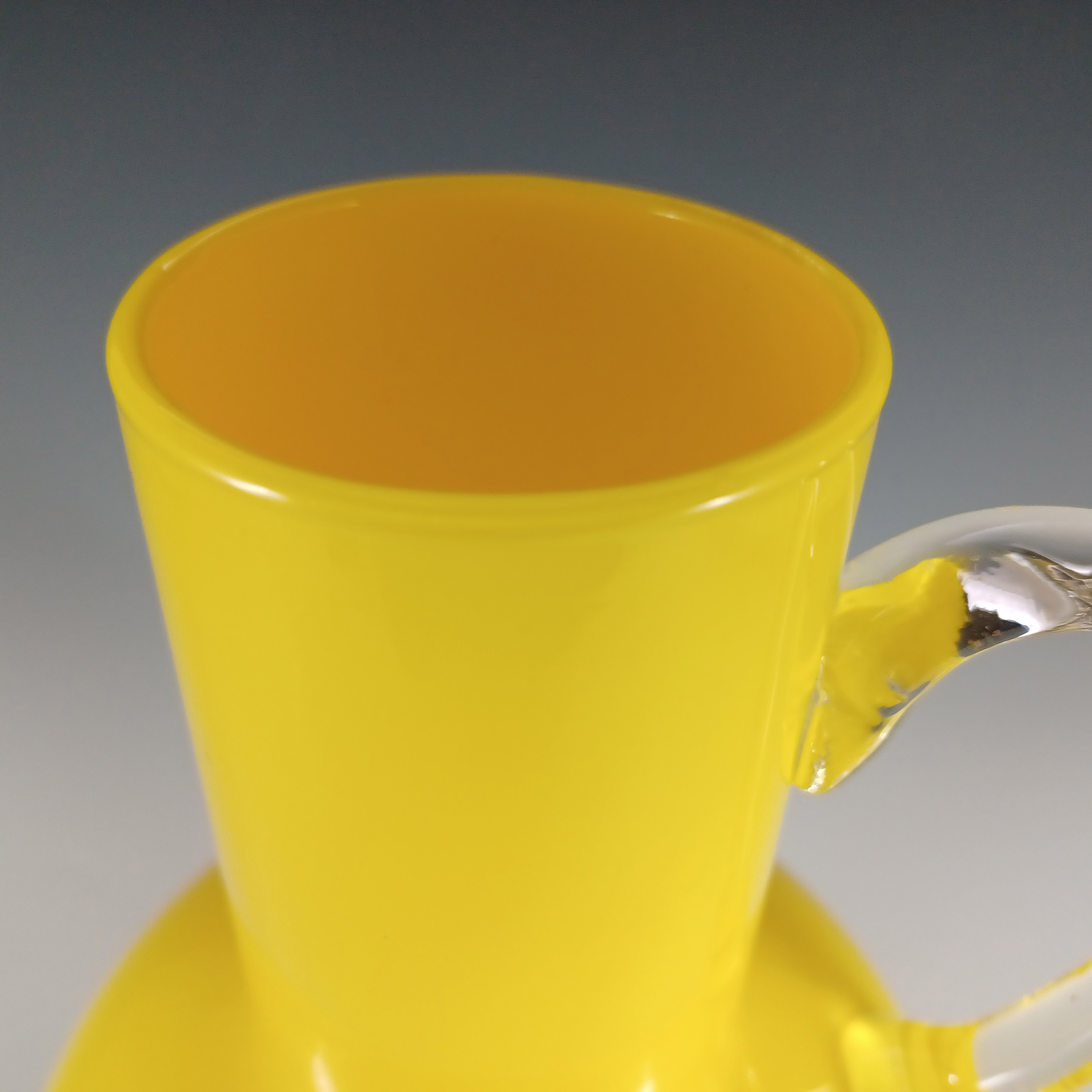 (image for) LARGE Empoli Vintage Retro Yellow Cased Glass Vase / Jug - Click Image to Close