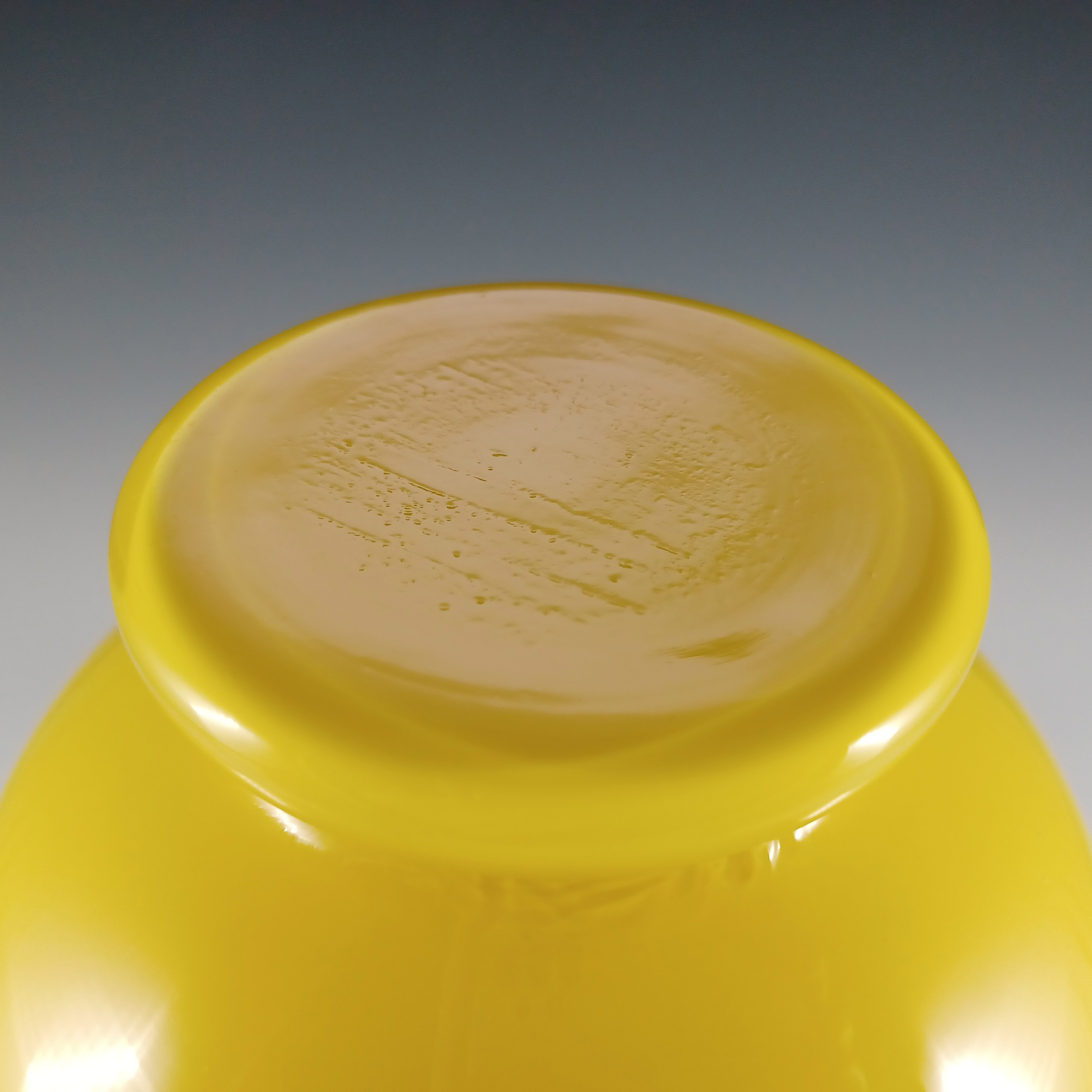 LARGE Empoli Vintage Retro Yellow Cased Glass Vase / Jug - Click Image to Close