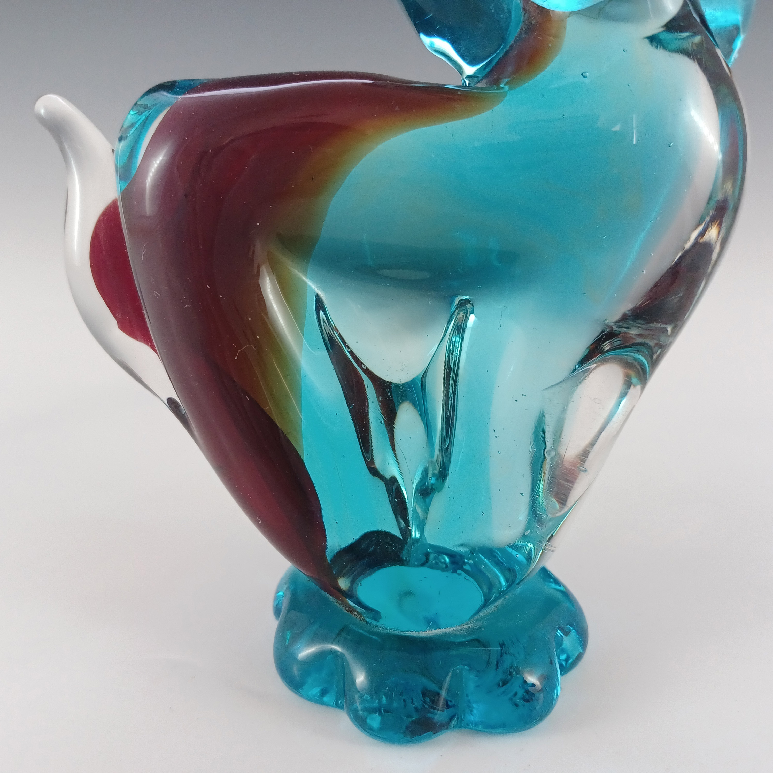 (image for) Ferro & Lazzarini Murano Blue & Red Glass Dog Sculpture - Click Image to Close