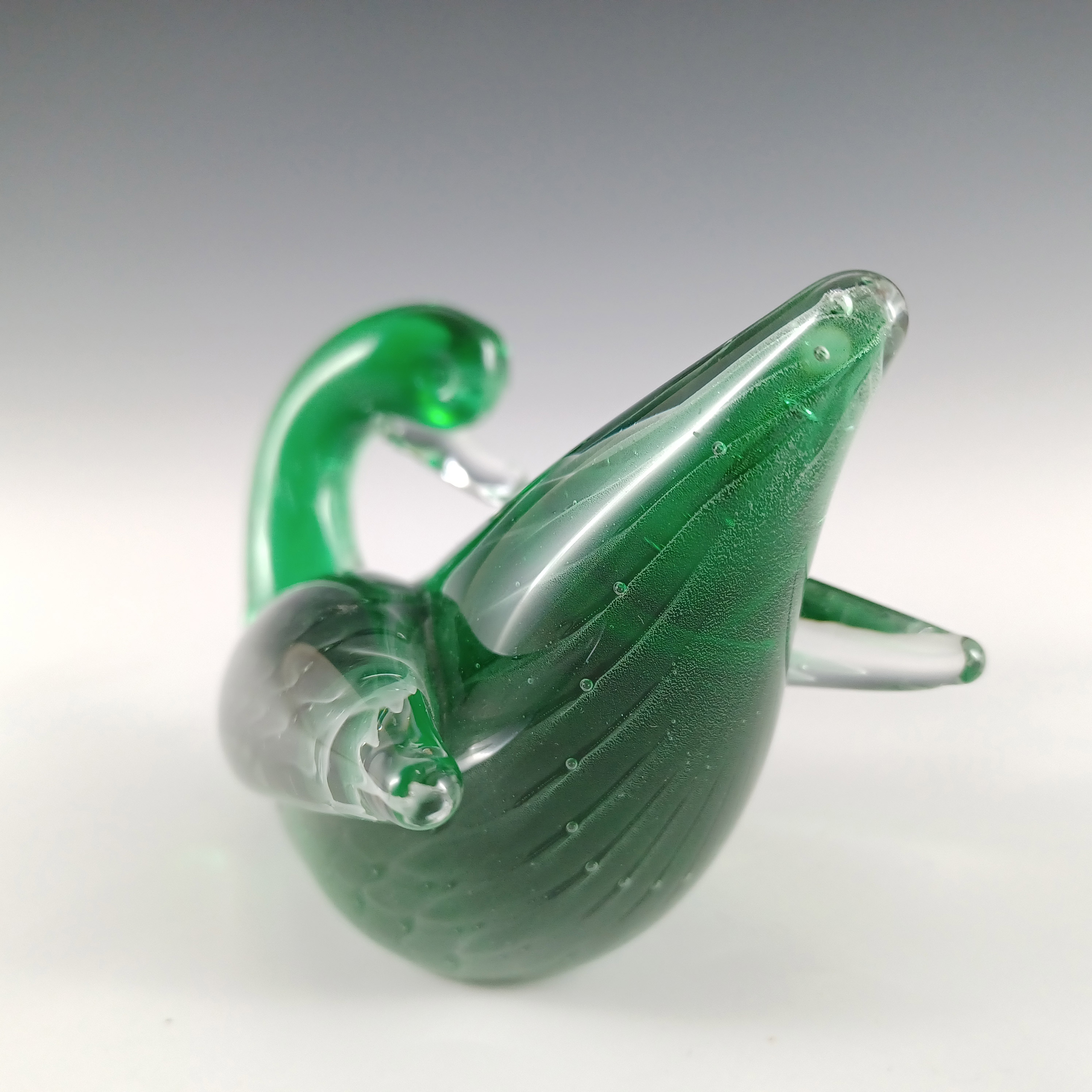 (image for) FM Konstglas / Marcolin Swedish Green Fumato Glass Swan - Click Image to Close