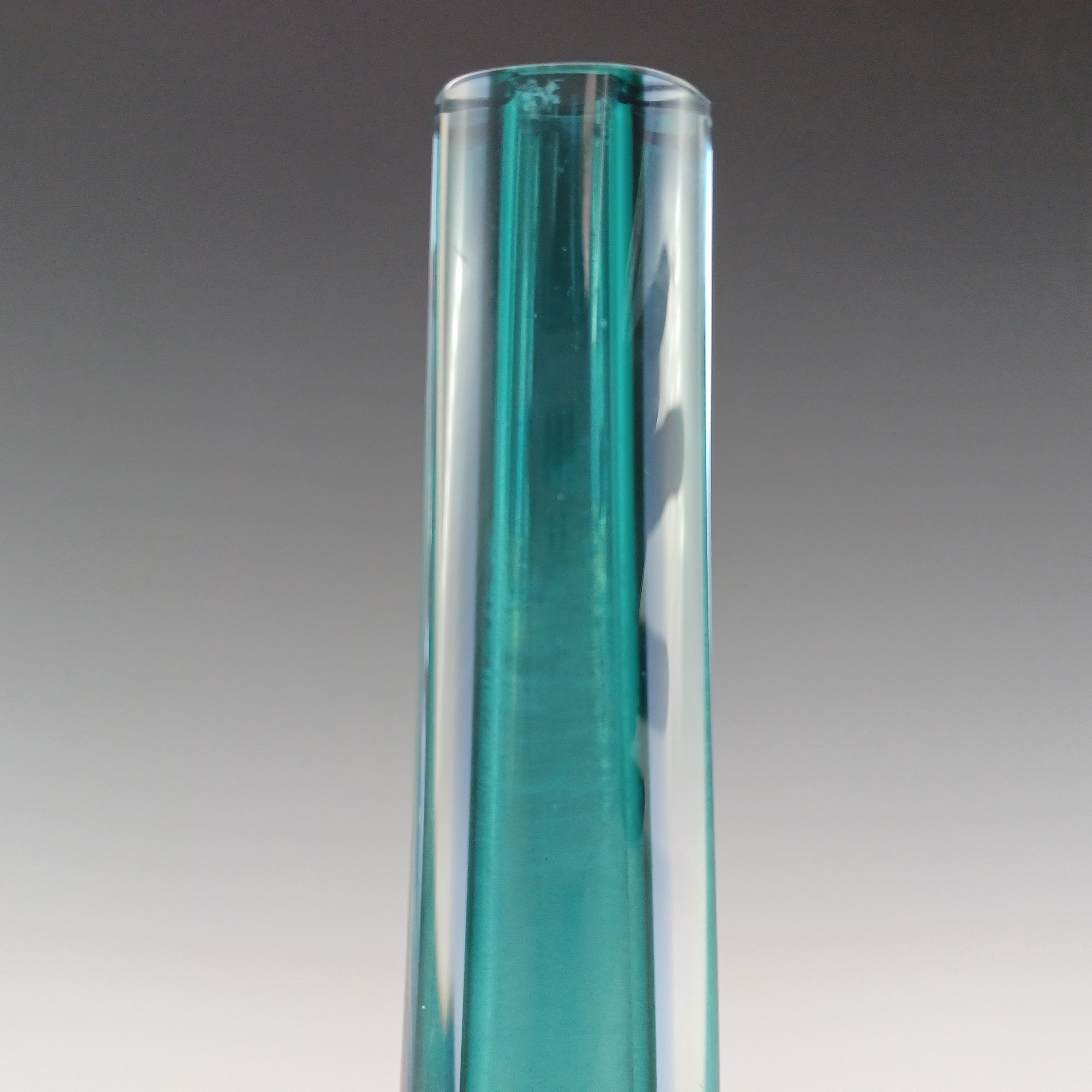 (image for) Galliano Ferro Murano Sommerso Green & Blue Glass Stem Vase - Click Image to Close
