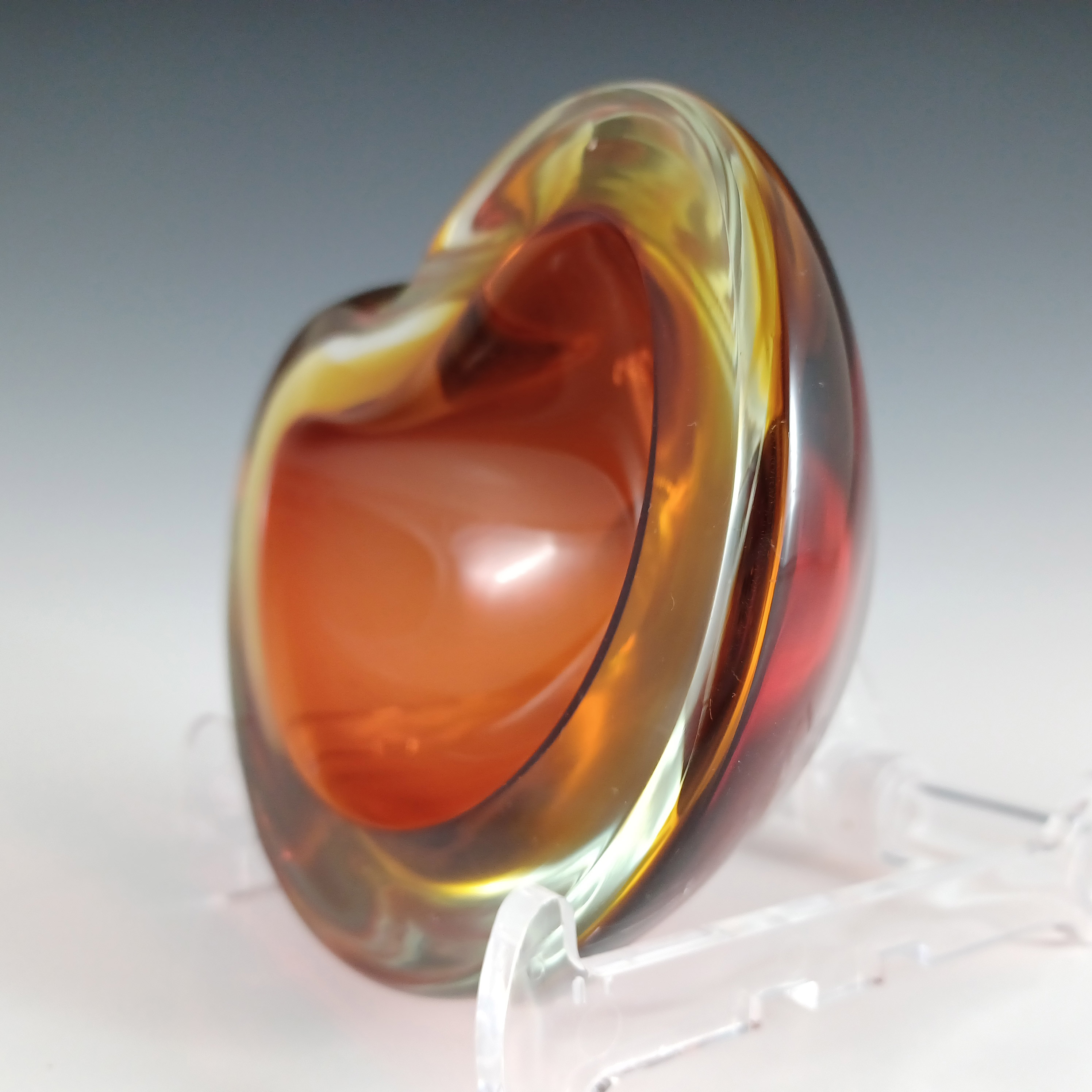 (image for) Murano Brown & Amber Sommerso Glass Retro Geode Bowl - Click Image to Close