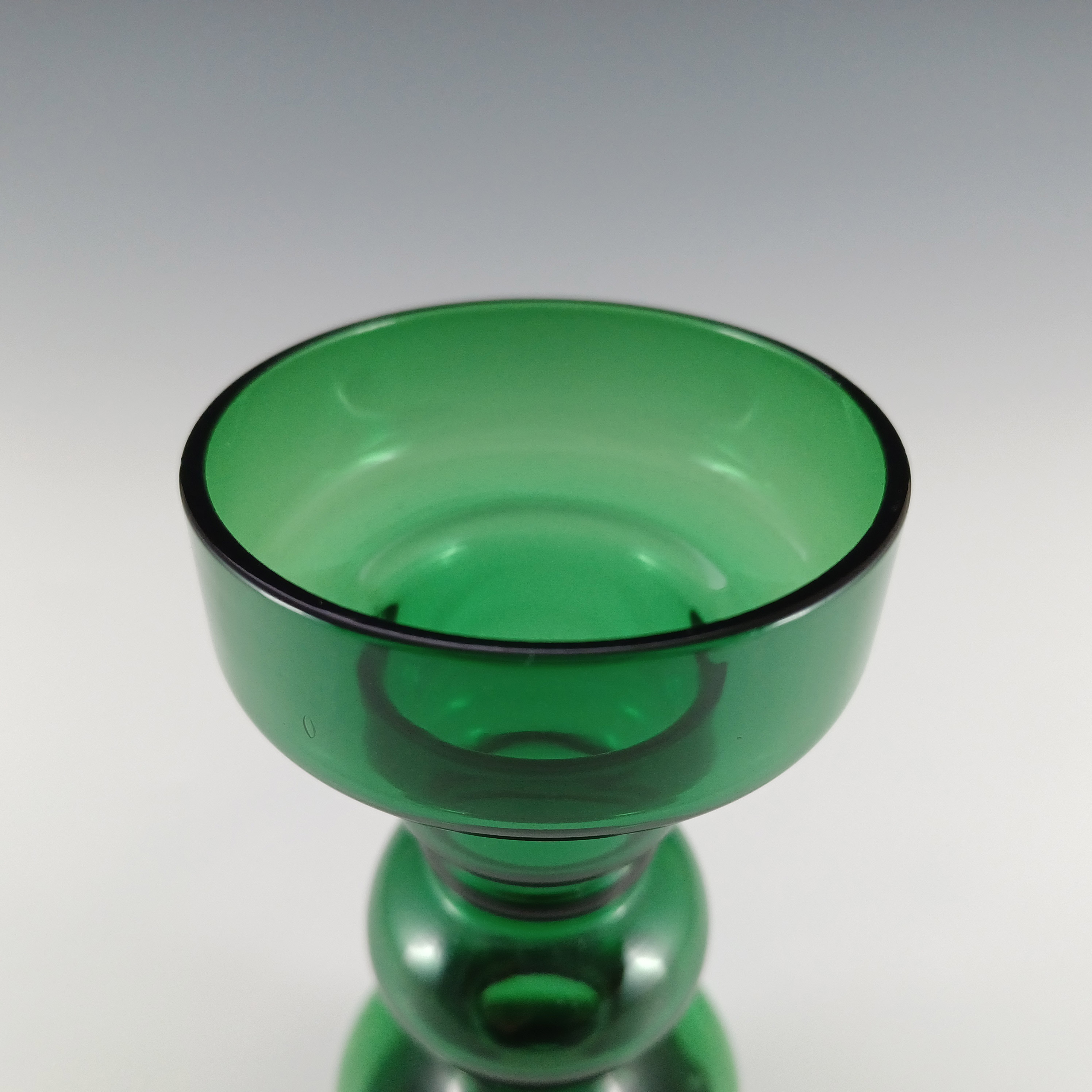 Japanese Vintage Green Hooped Art Glass Vase - Click Image to Close