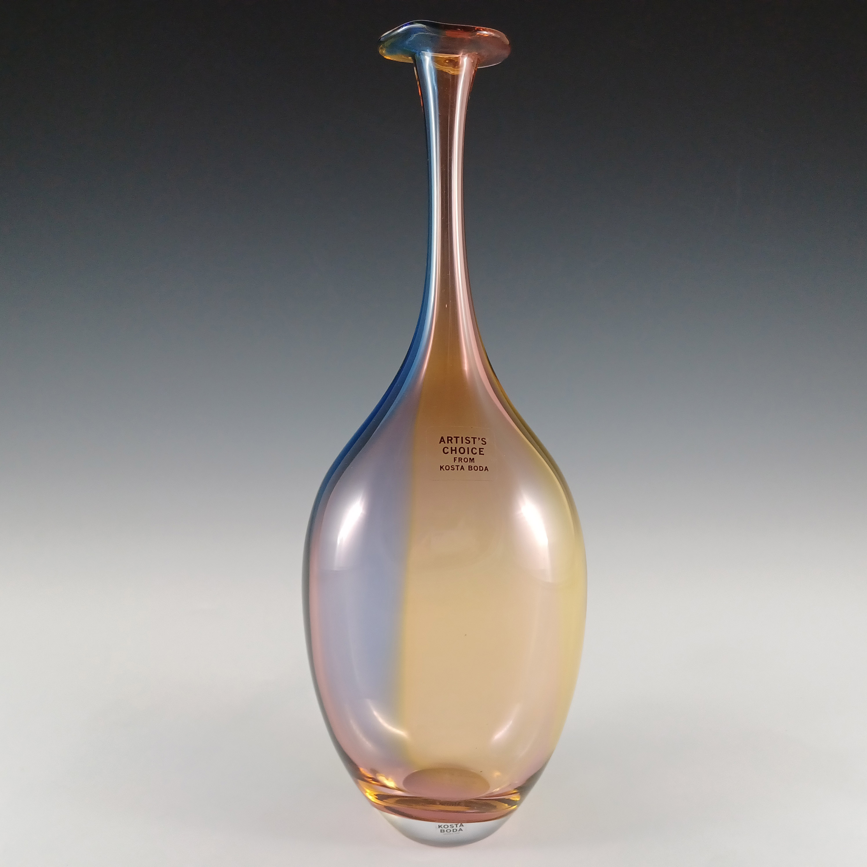 (image for) SIGNED & BOXED Kosta Boda "Fidji" Glass Vase by Kjell Engman - Click Image to Close