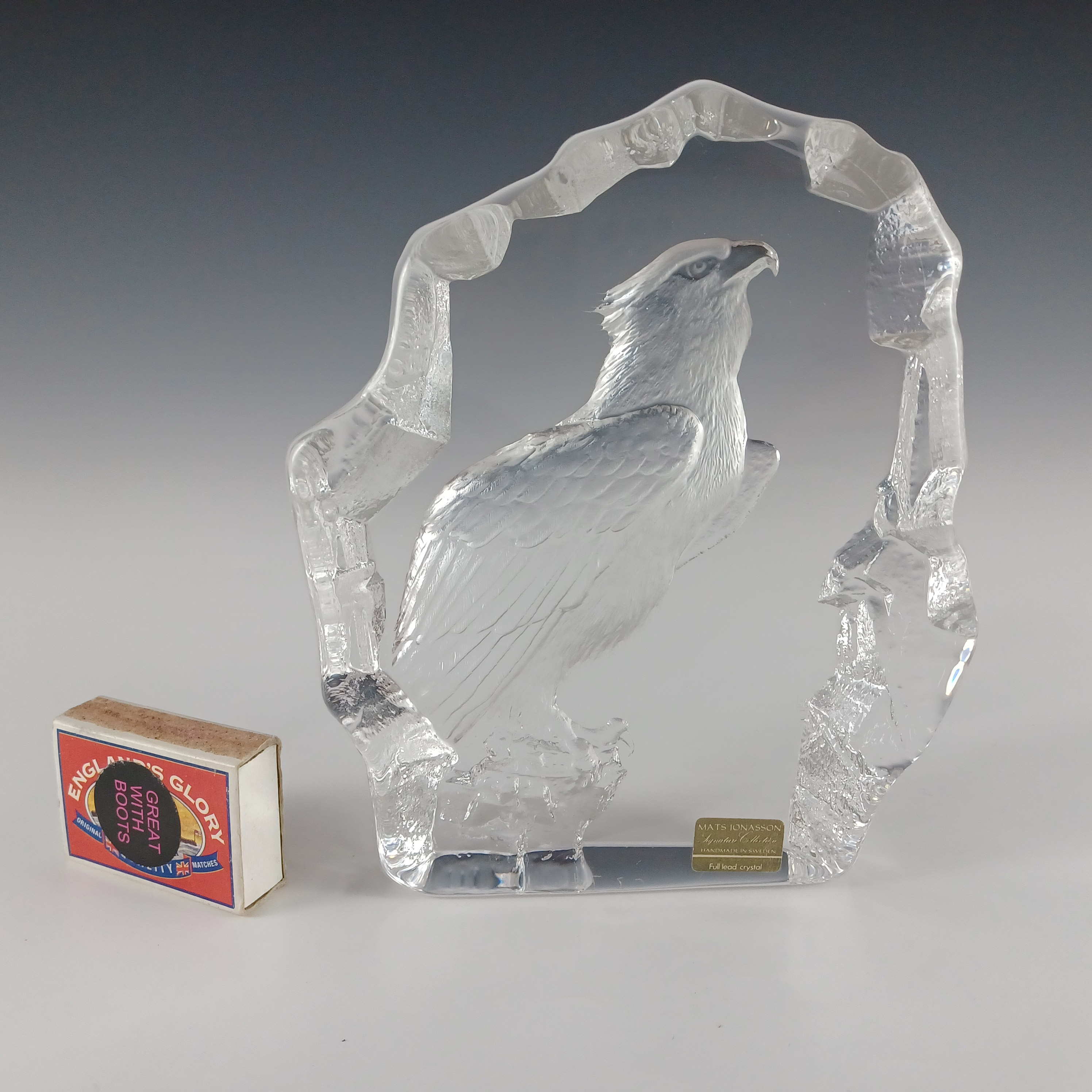 Mats Jonasson #3328 Large Glass Eagle Sculpture - Signed - Click Image to Close