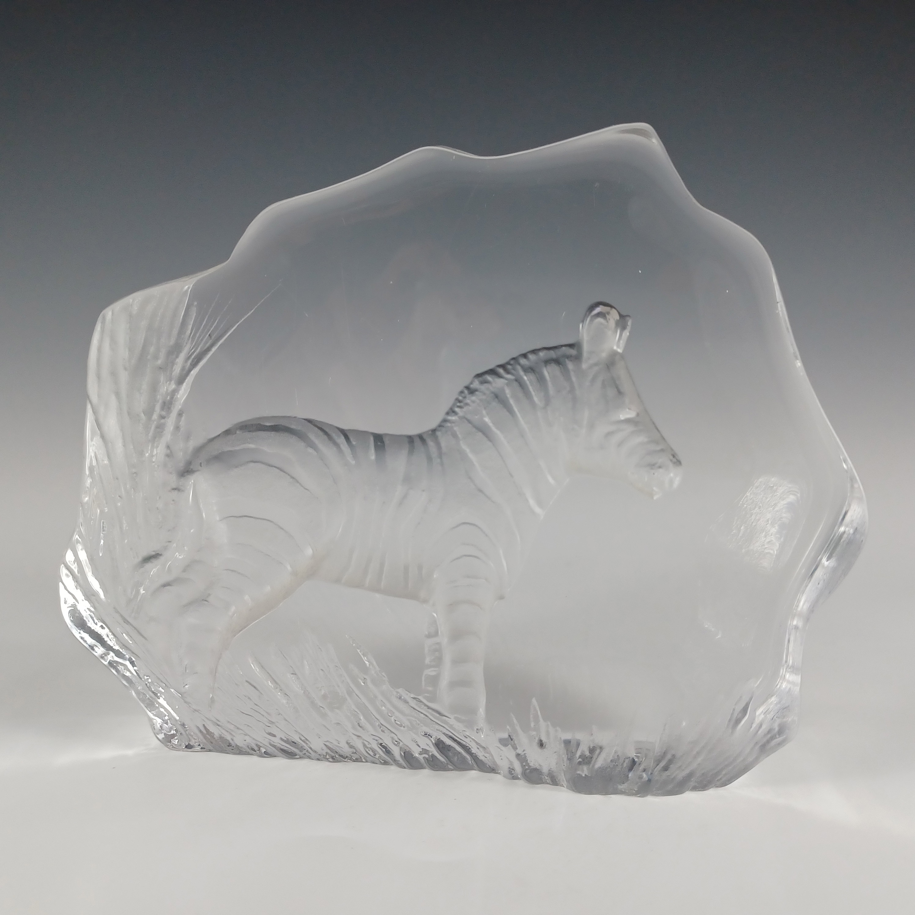 (image for) Mats Jonasson / Royal Krona #33194 Glass Zebra Paperweight - Signed - Click Image to Close