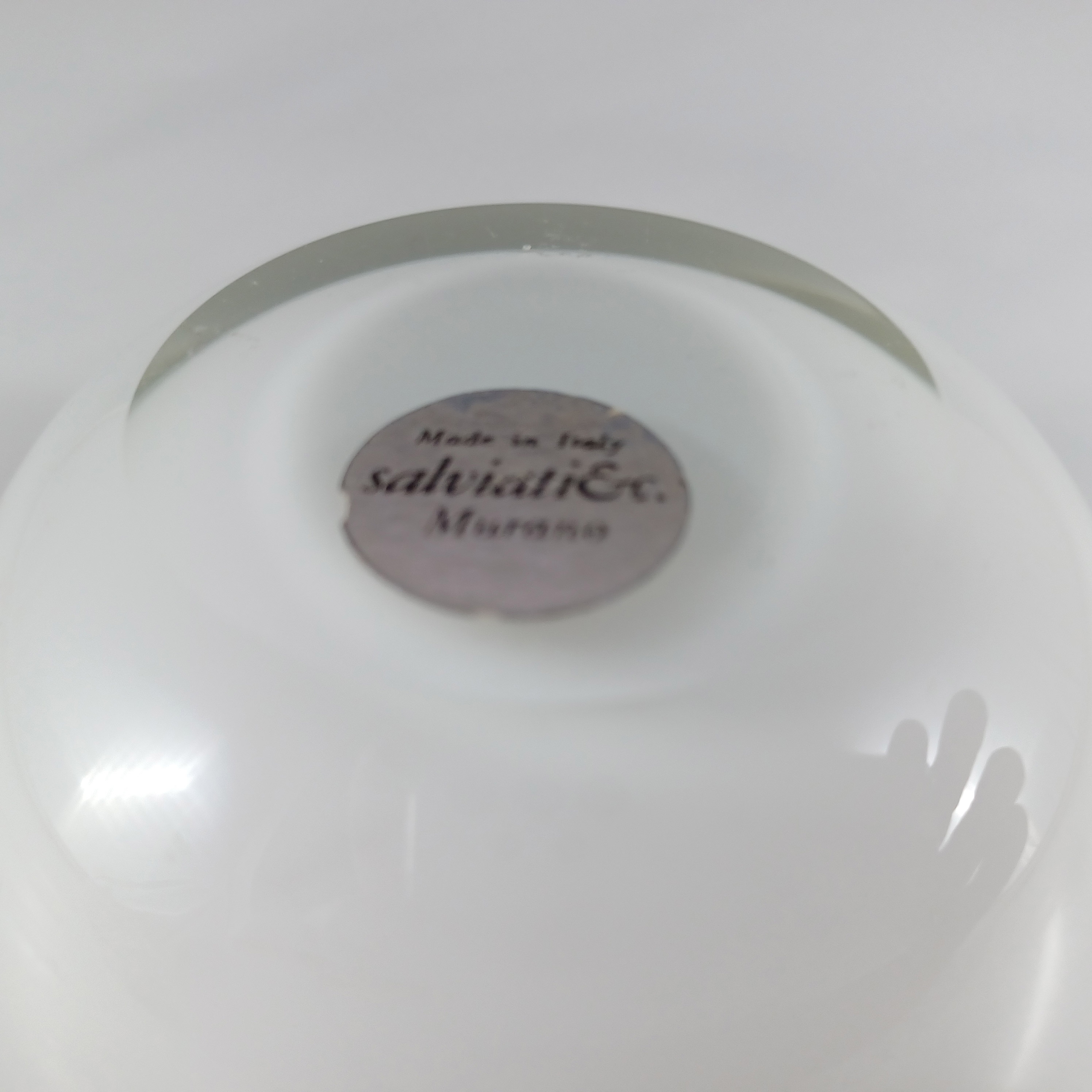 (image for) LABELLED Salviati Murano Blue & White Cased Glass Bowl - Click Image to Close