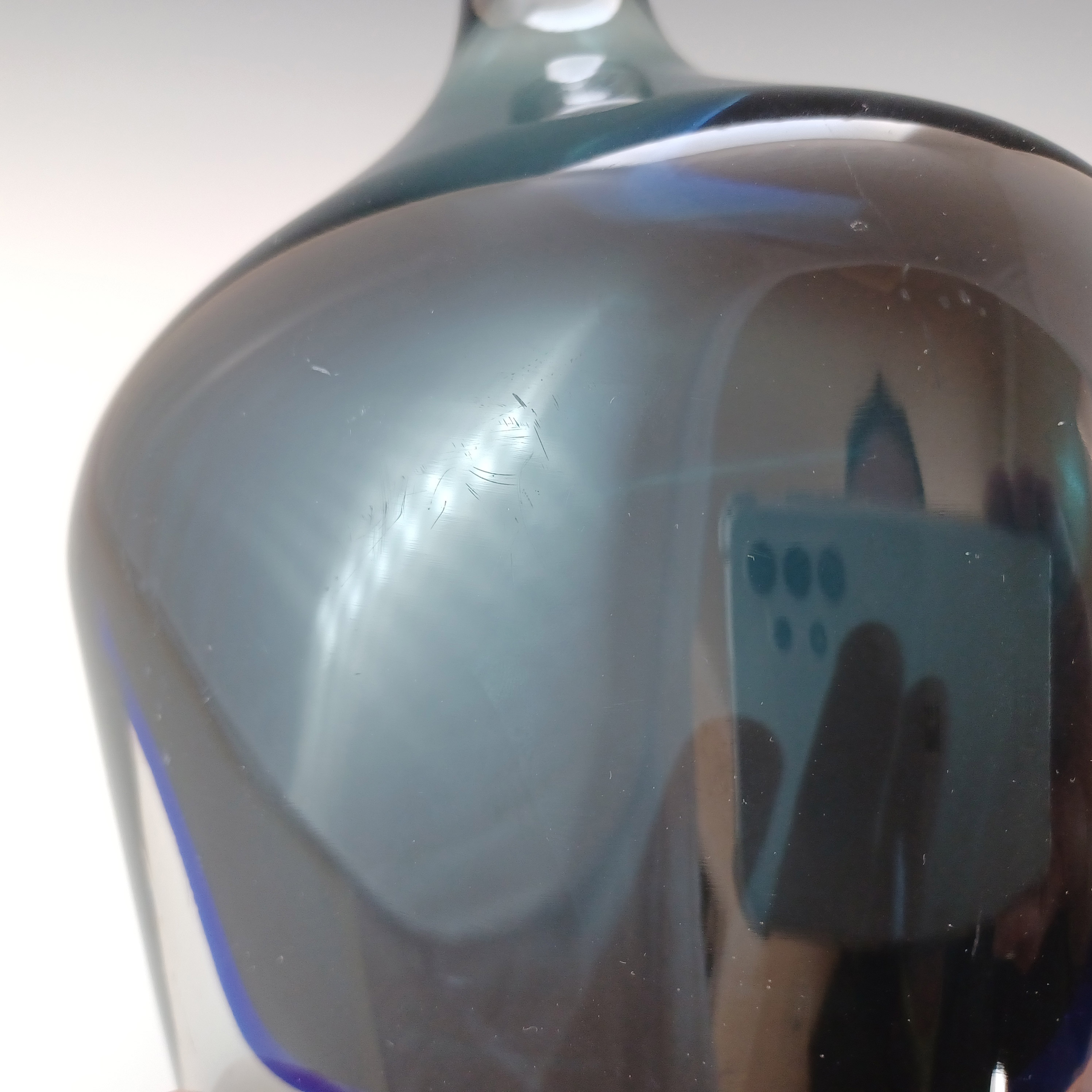Seguso Vetri d'Arte Grey & Blue Sommerso Glass Vase by Flavio Poli - Click Image to Close