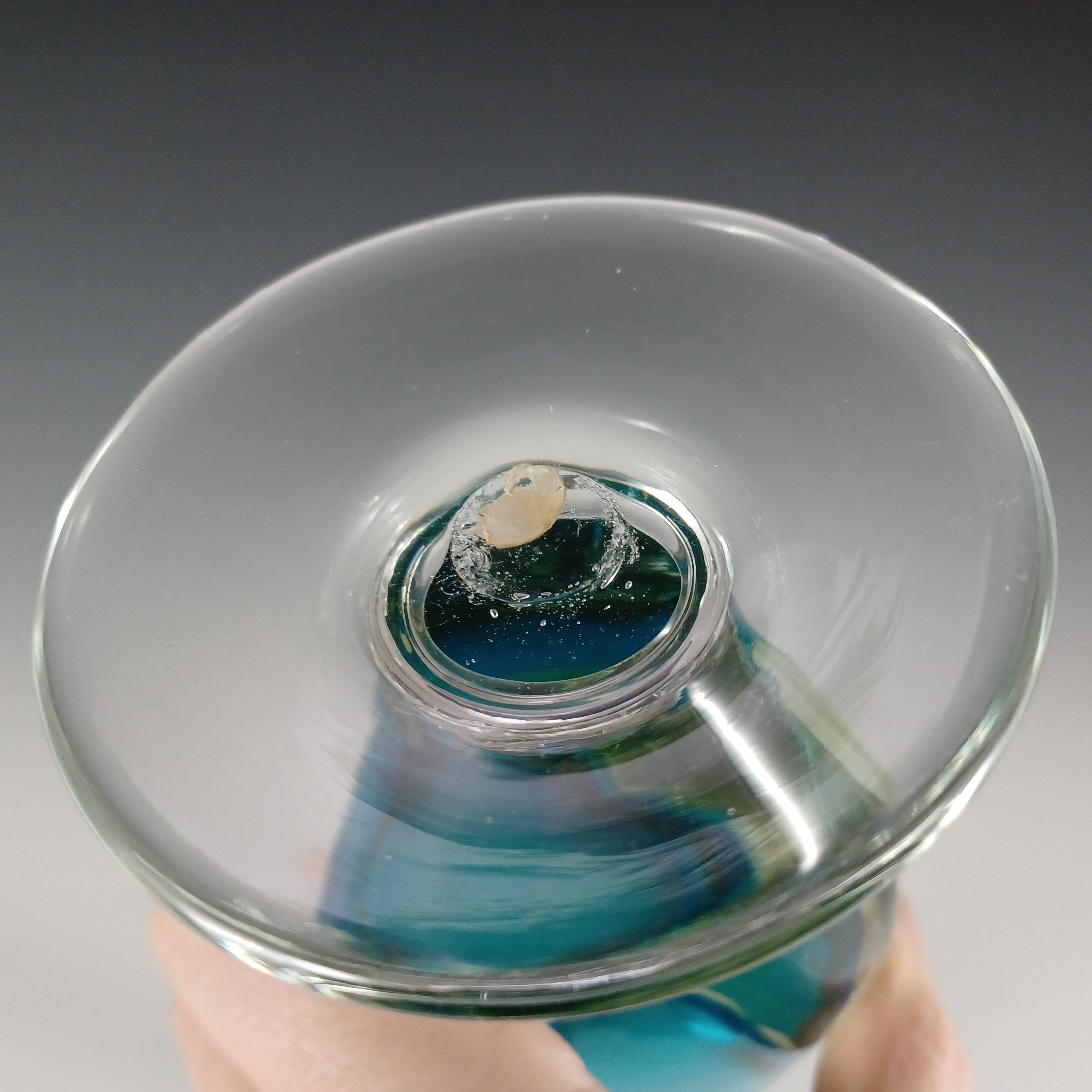 (image for) Murano Venetian Blue & Uranium Sommerso Glass Vase / Jug - Click Image to Close