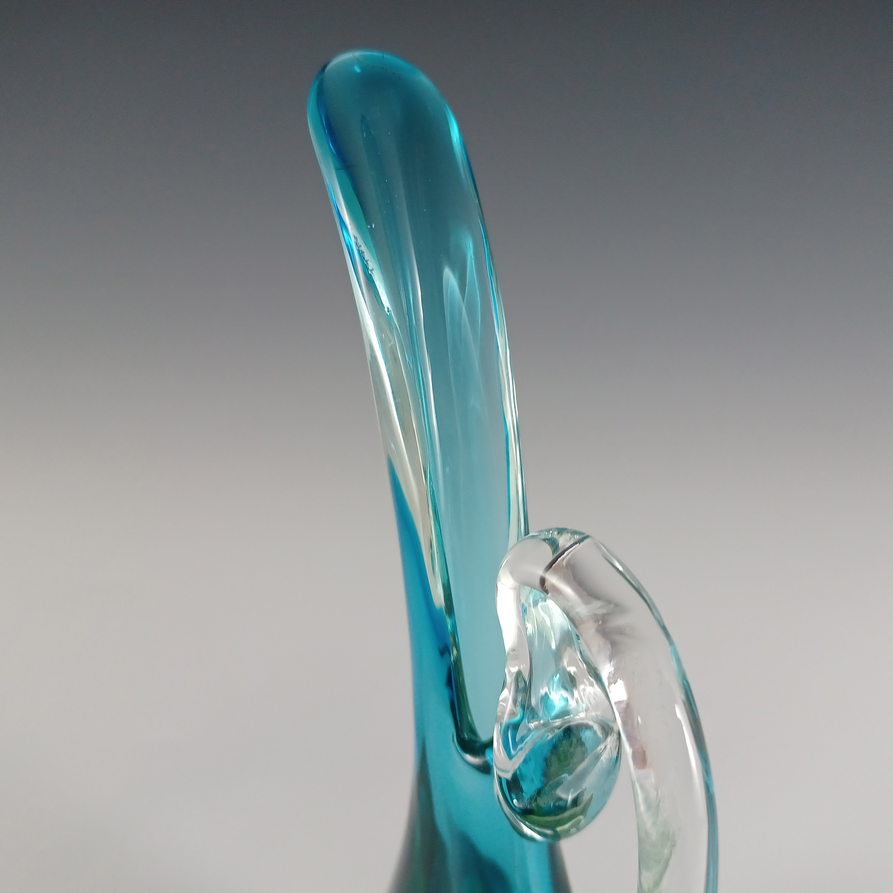 (image for) Murano Vintage Blue & Uranium Sommerso Glass Vase / Jug - Click Image to Close