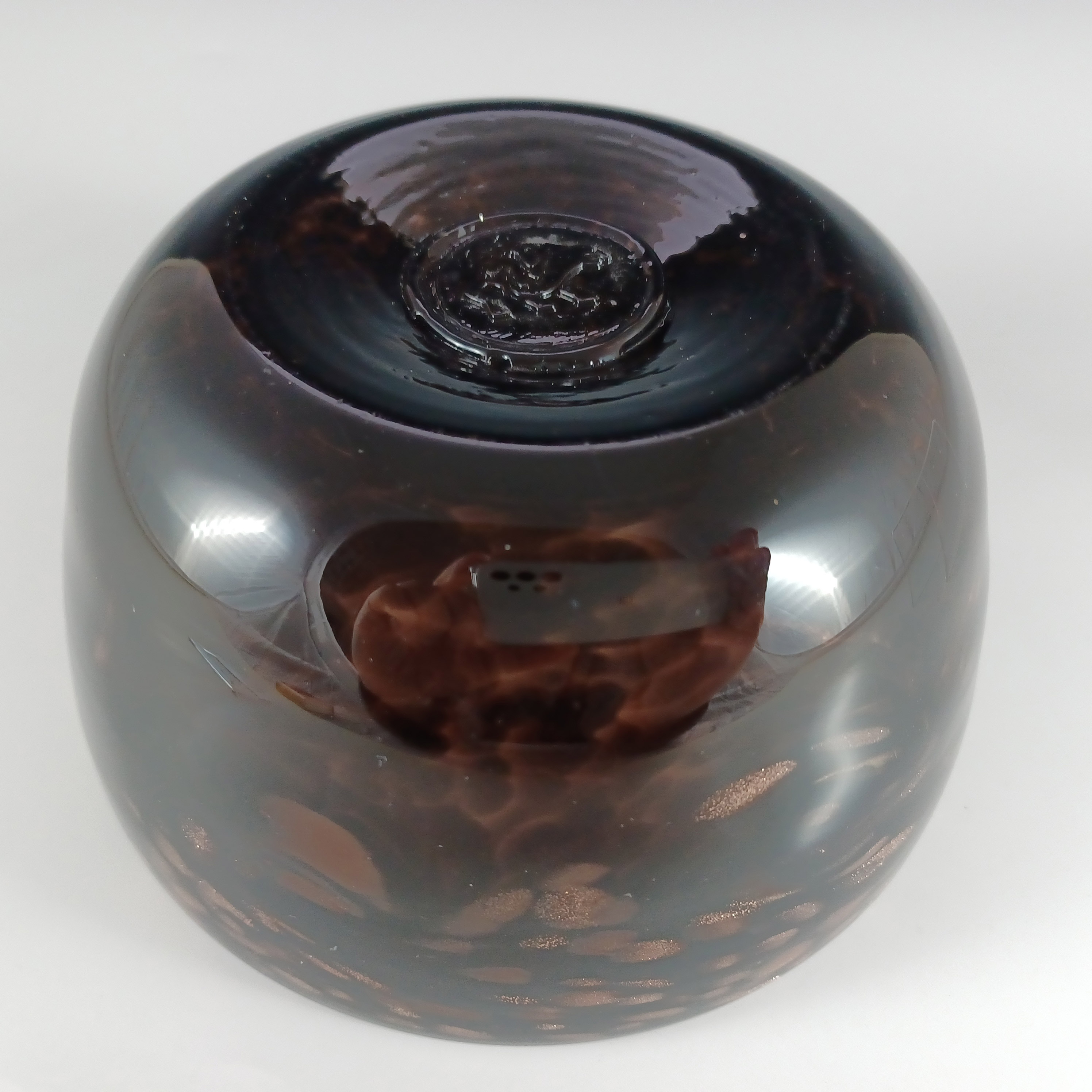 (image for) MARKED Strathearn Brown & Copper Aventurine Glass Bowl - Click Image to Close
