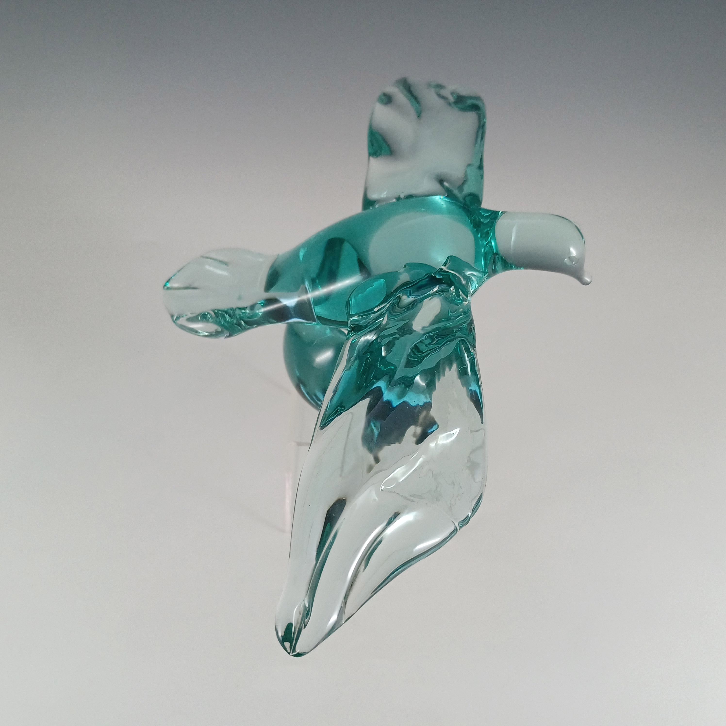 Czech or Murano? Vintage Turquoise Blue Glass Bird / Dove - Click Image to Close