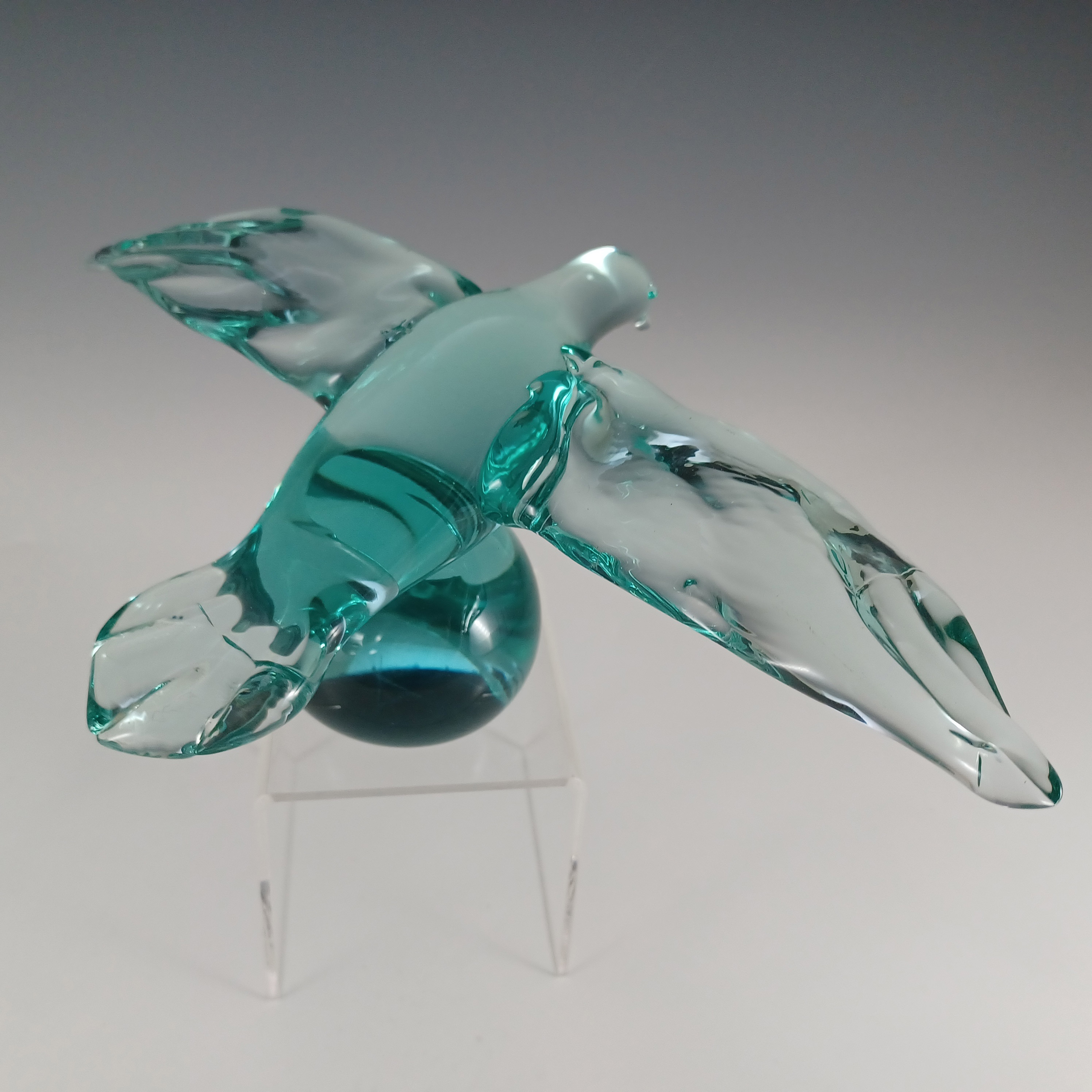 (image for) Czech or Murano? Vintage Turquoise Blue Glass Bird / Dove - Click Image to Close