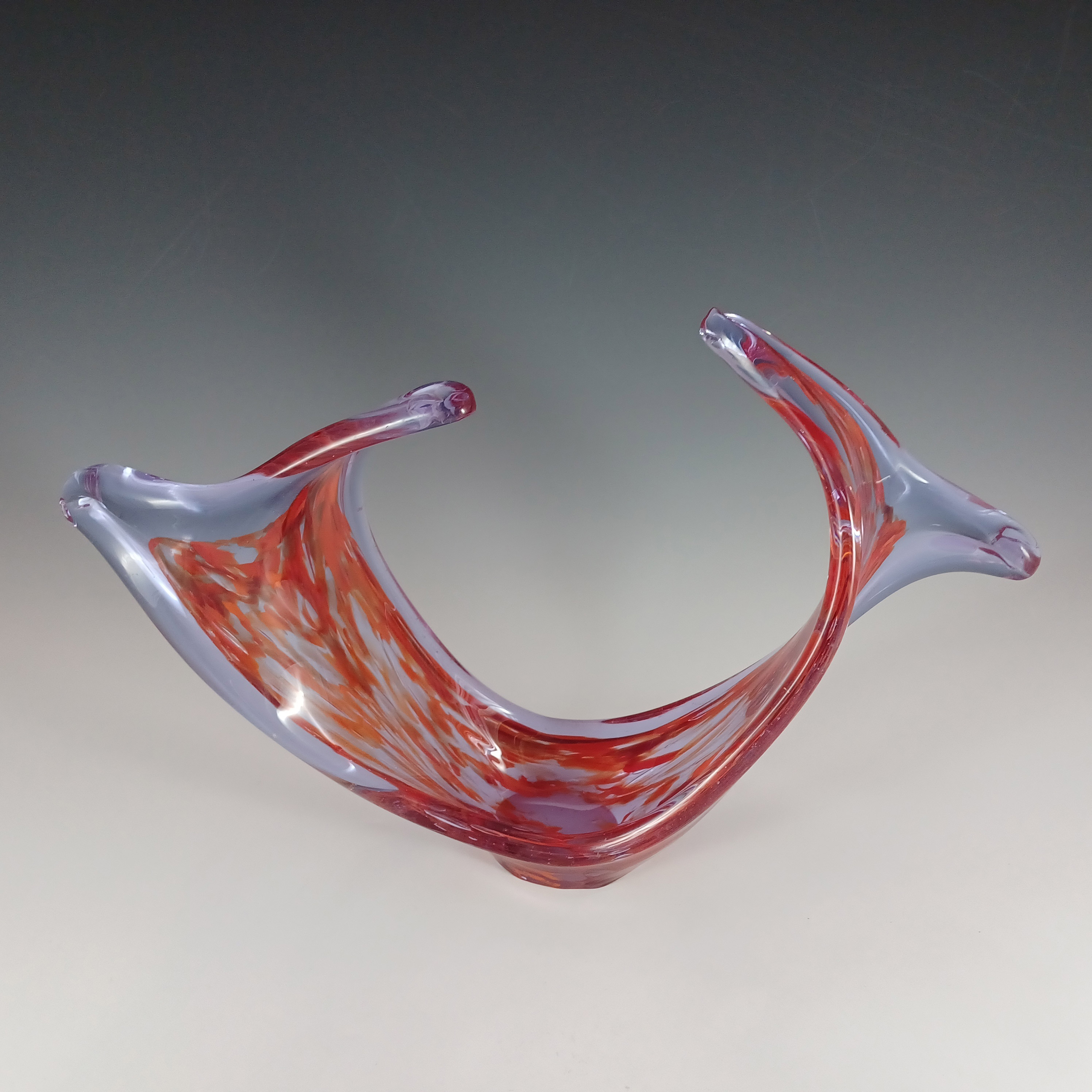 (image for) Viartec Murano Style Red Spanish Glass Horn Sculpture Bowl - Click Image to Close
