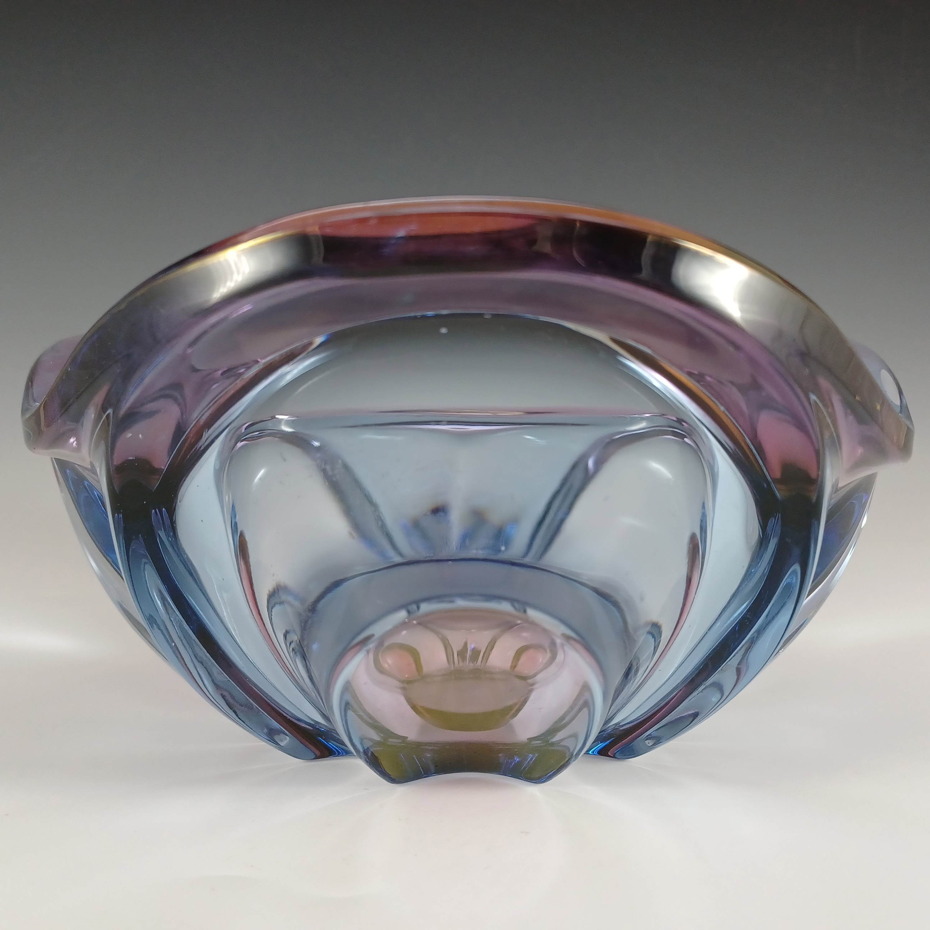 Waltherglas / Walther-Glas Vintage Blue & Purple Glass Bowl - Click Image to Close