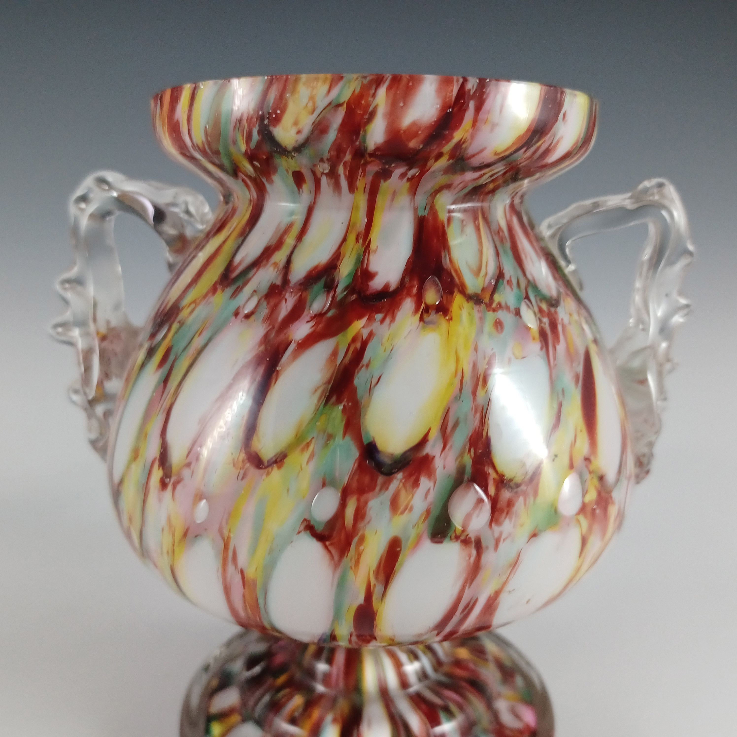 (image for) Welz Czech Honeycomb Spatter Glass Trophy Vase - Click Image to Close